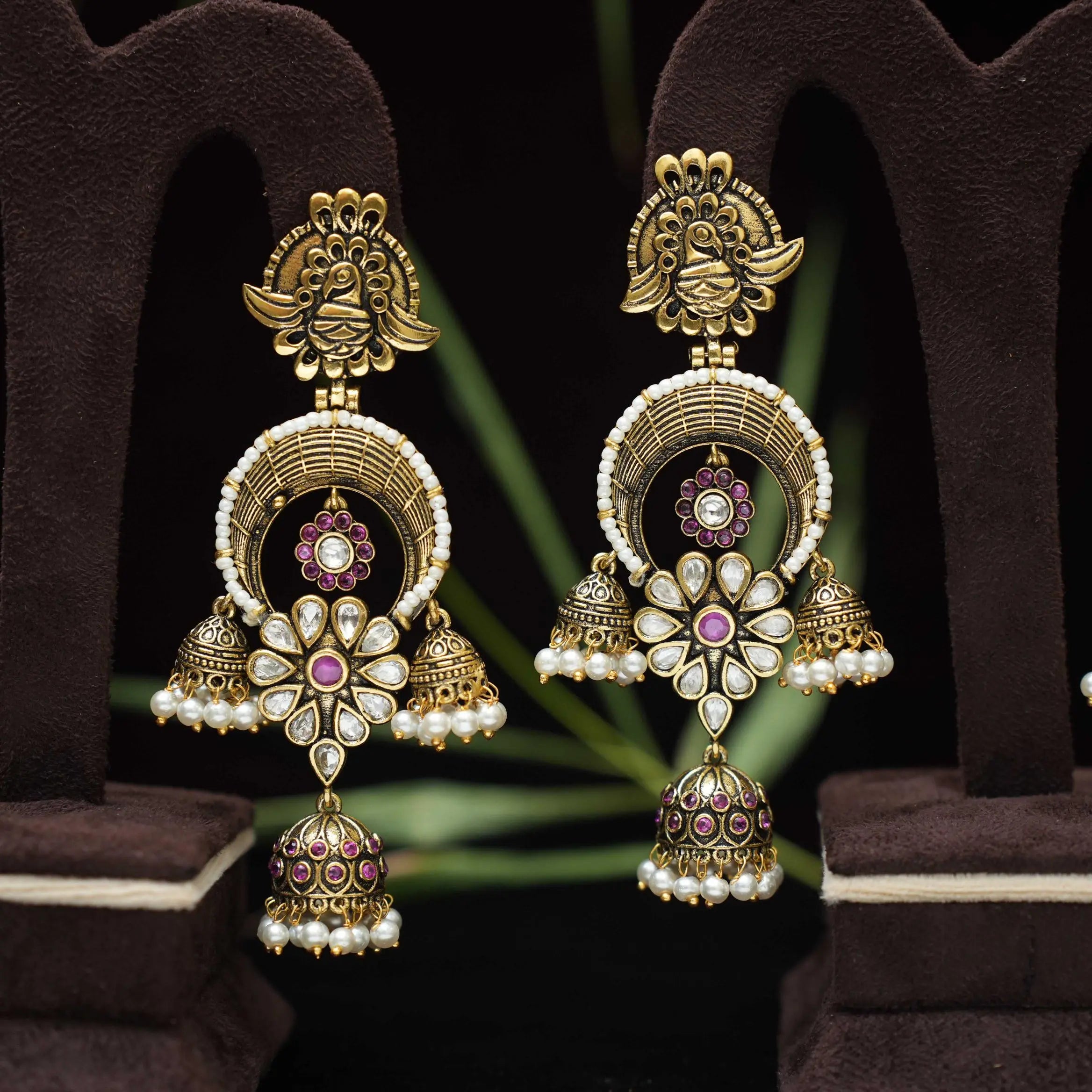 Brishti Antique Designer Earrings - Pink
