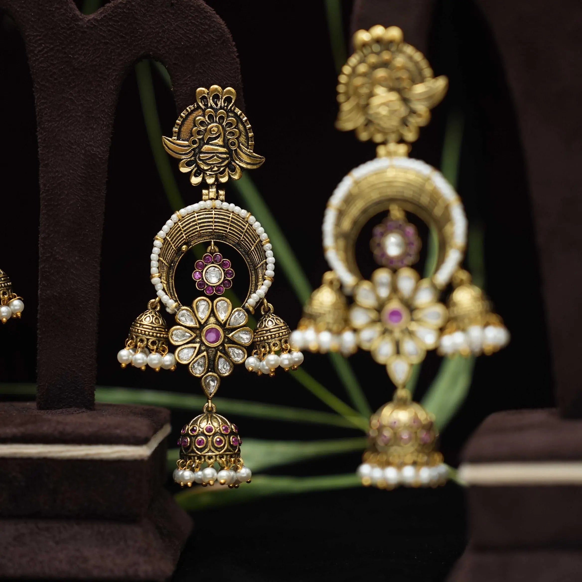 Brishti Antique Designer Earrings - Pink