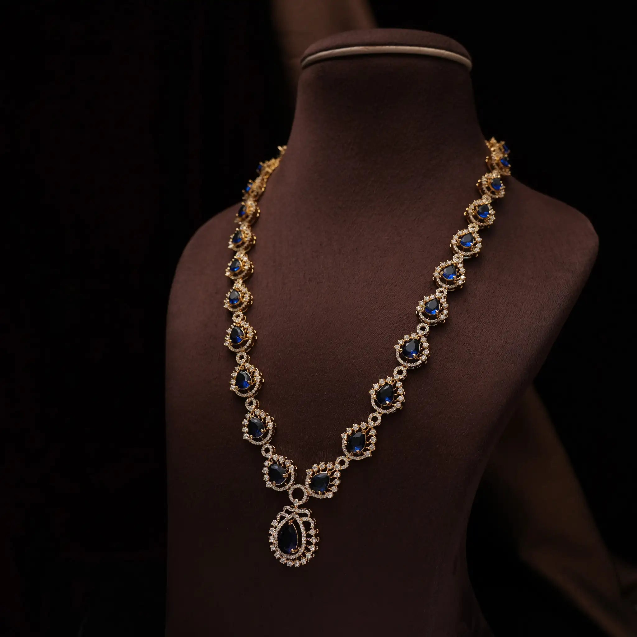 Candri Zircon Necklace - Blue