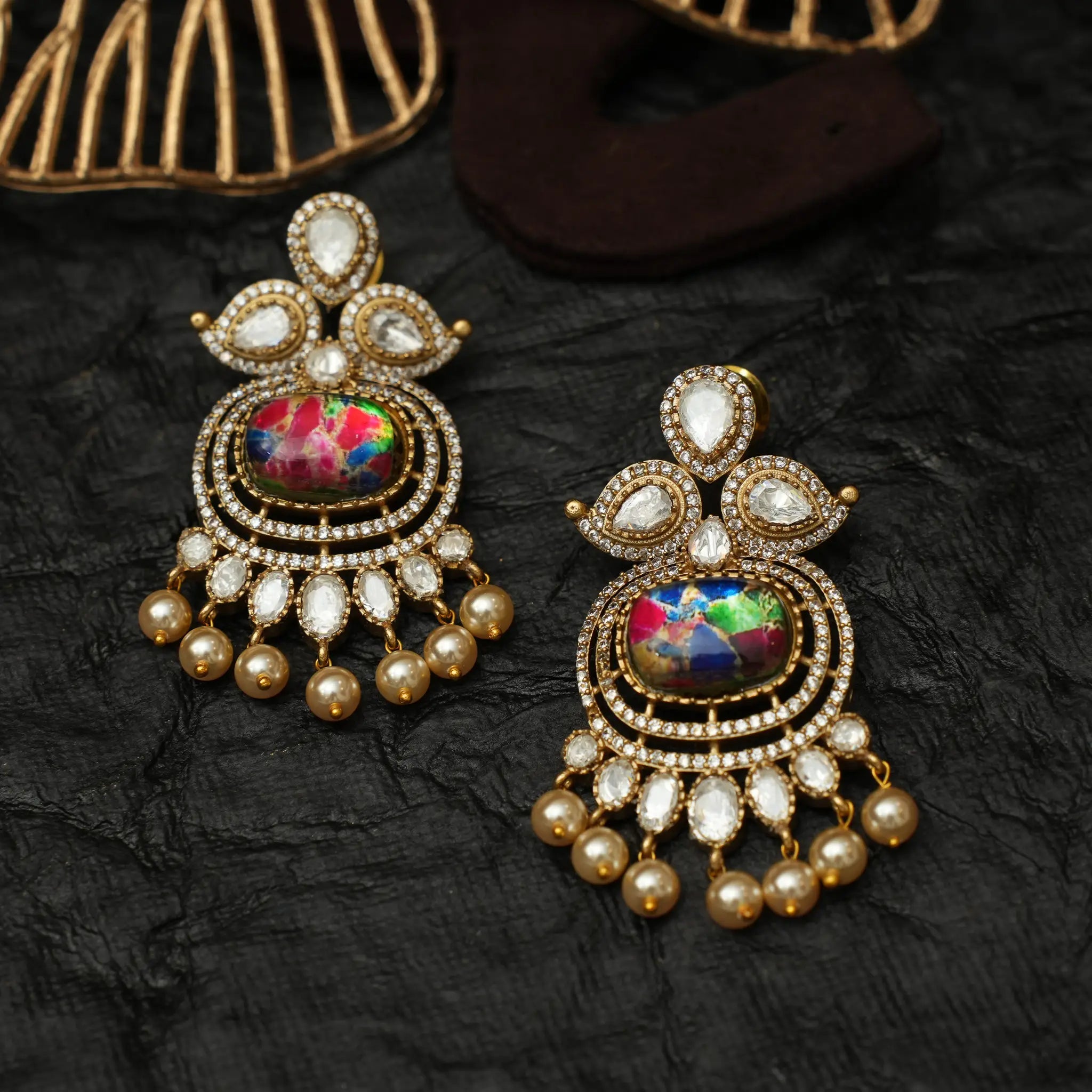Carson Polki Designer Earrings - Multicolor