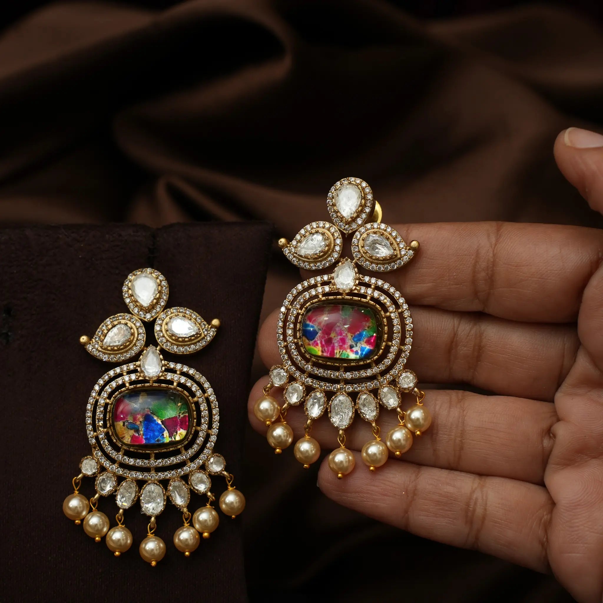 Carson Polki Designer Earrings - Multicolor