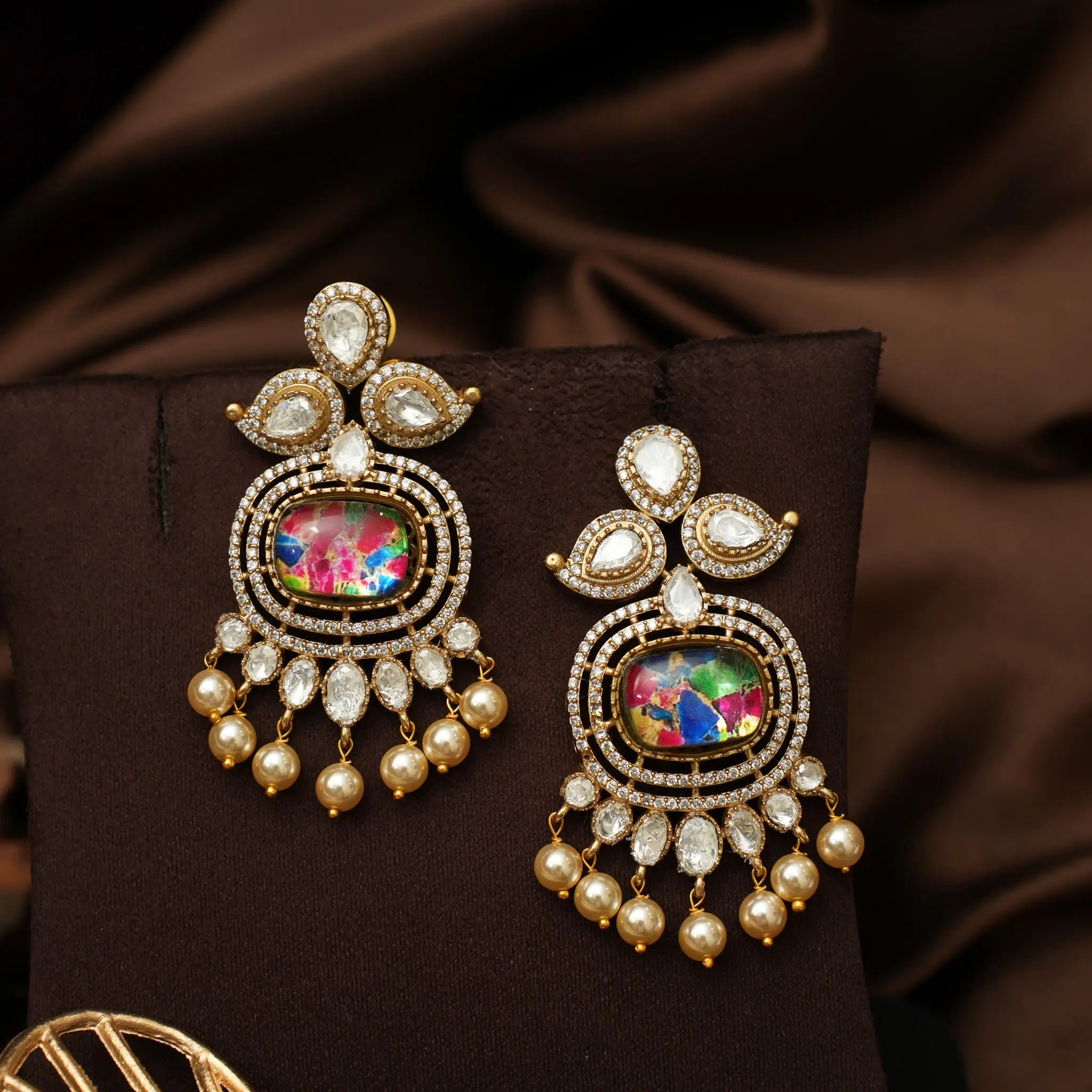 Carson Polki Designer Earrings - Multicolor