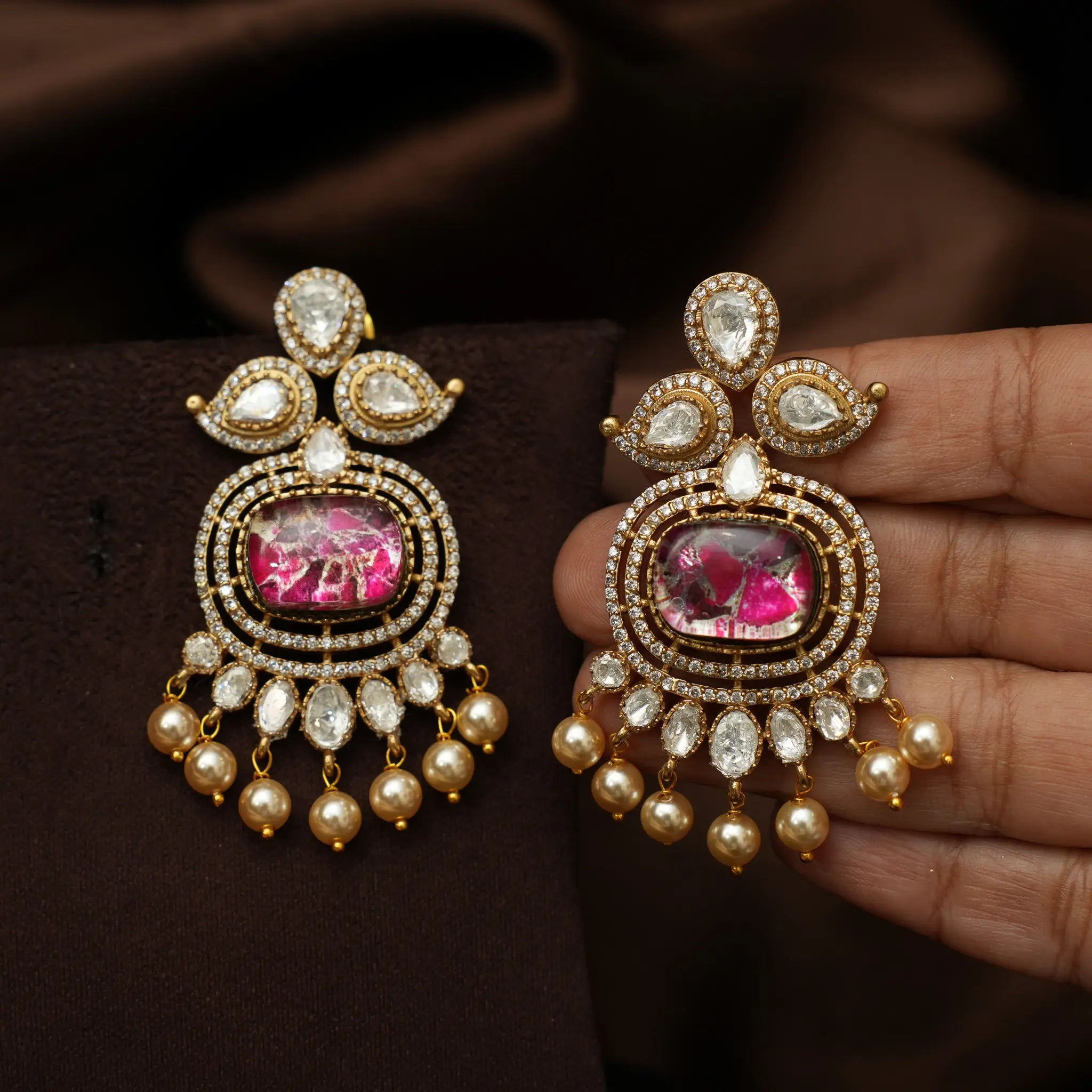 Carson Polki Designer Earrings - Pink