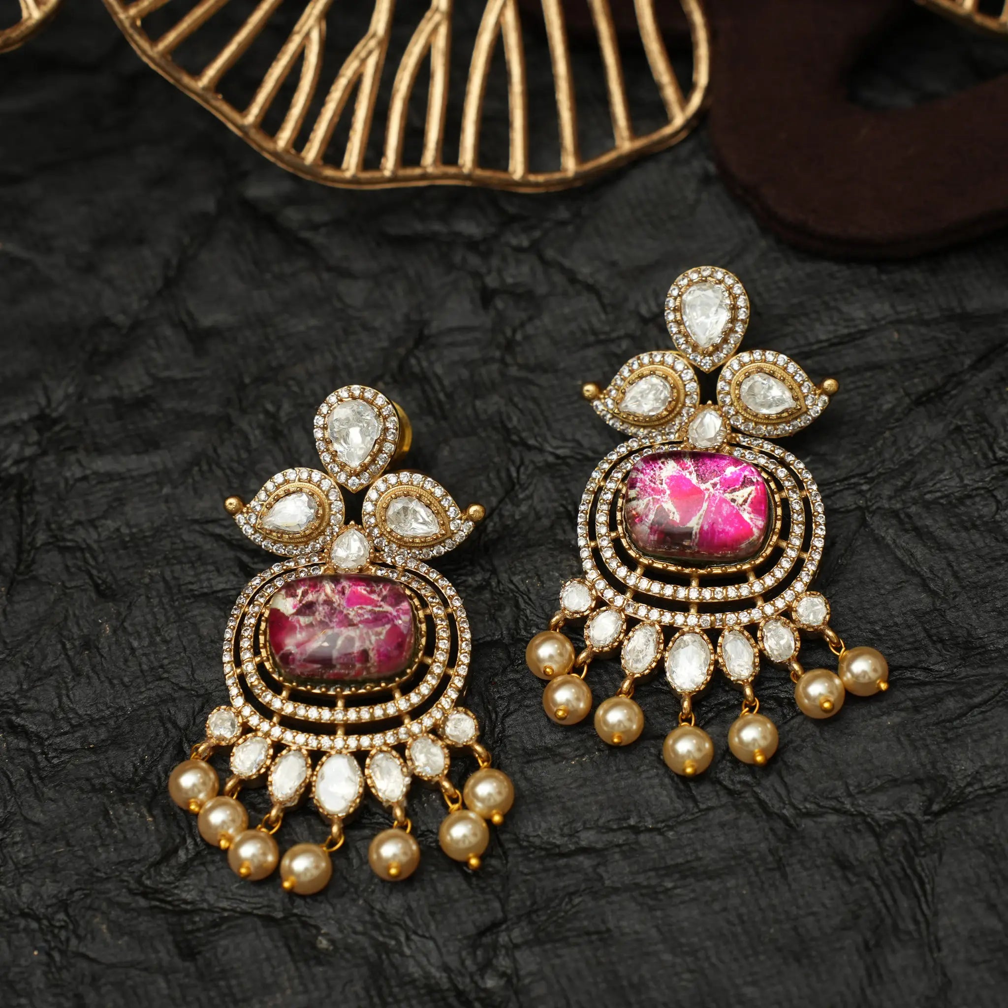 Carson Polki Designer Earrings - Pink
