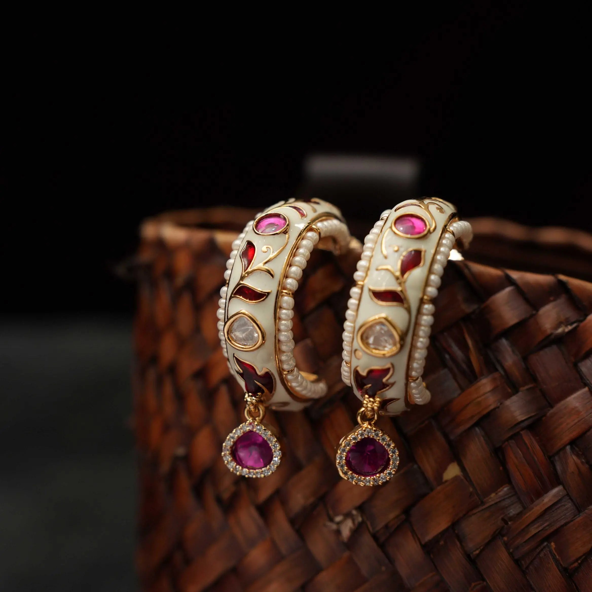 Cathrine Half Hoop Earrings - Red