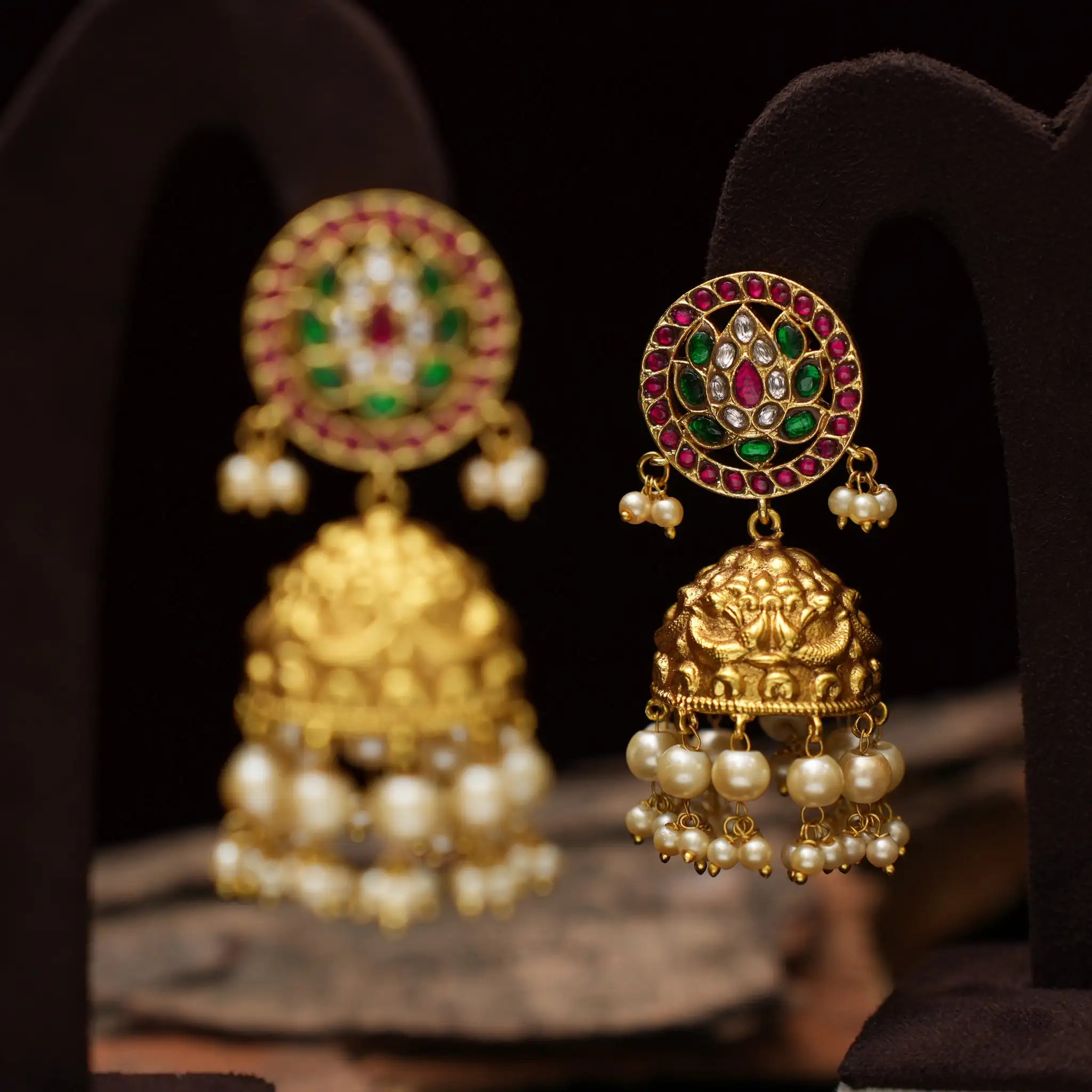 Caturika Polki Jhumka Earrings