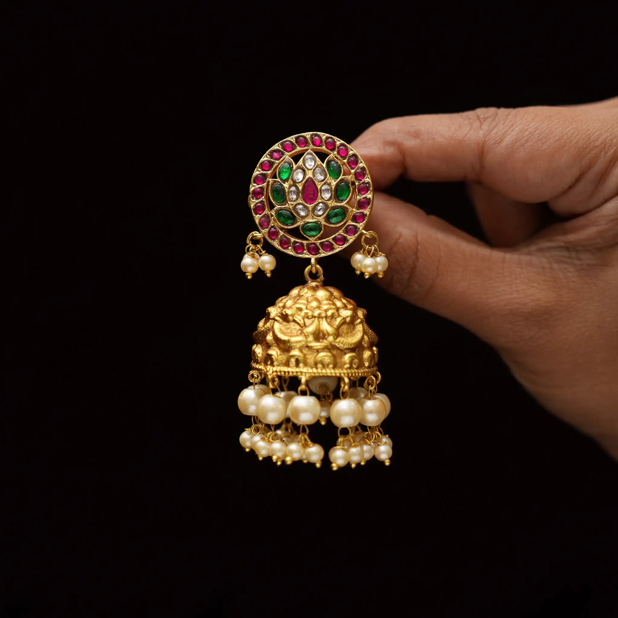 Caturika Polki Jhumka Earrings