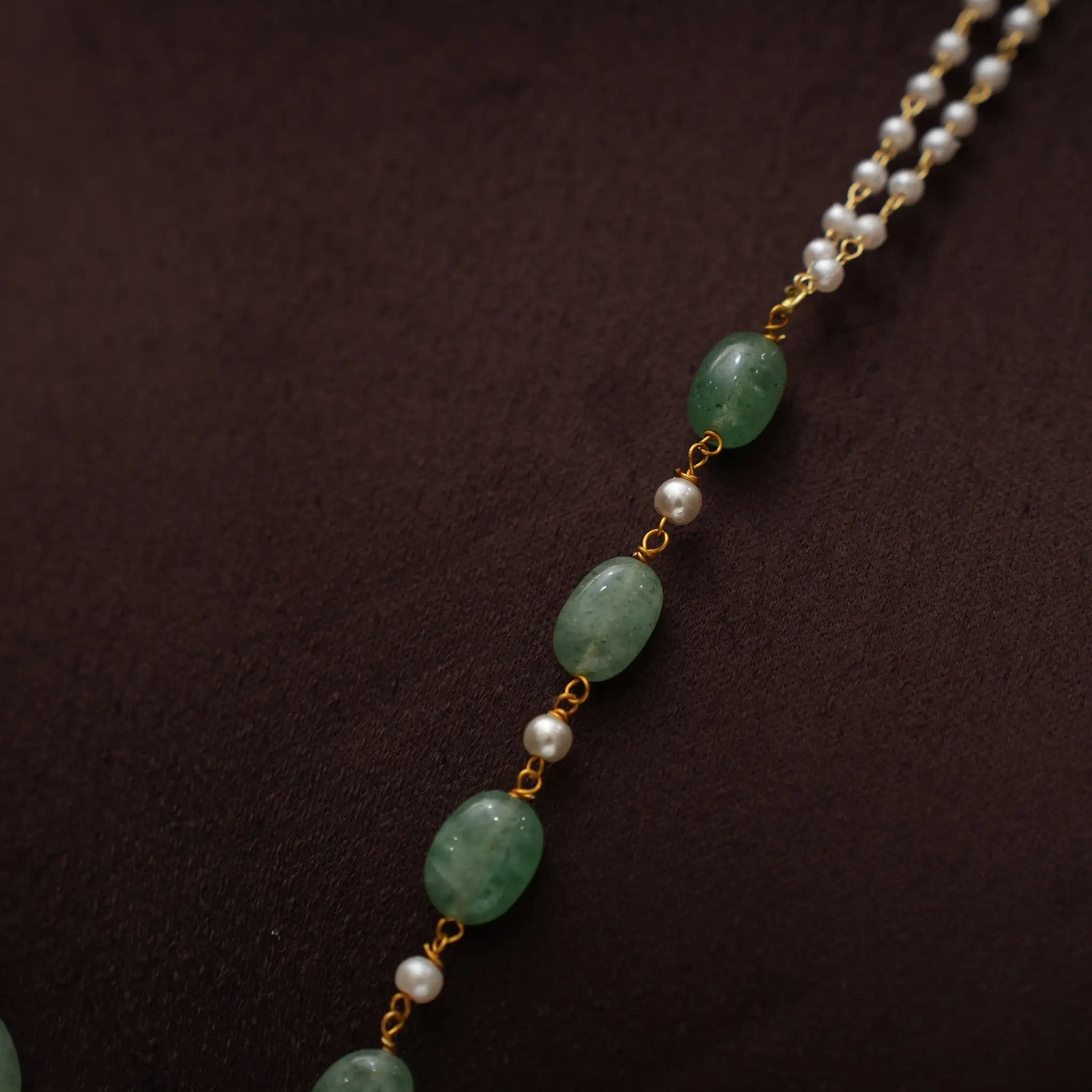 Celeste Pearl Victorian Necklace - Pastel Green