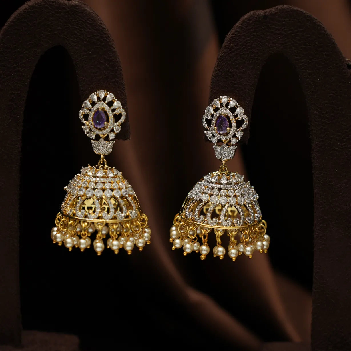 Chaiti Zircon Jhumka Earrings
