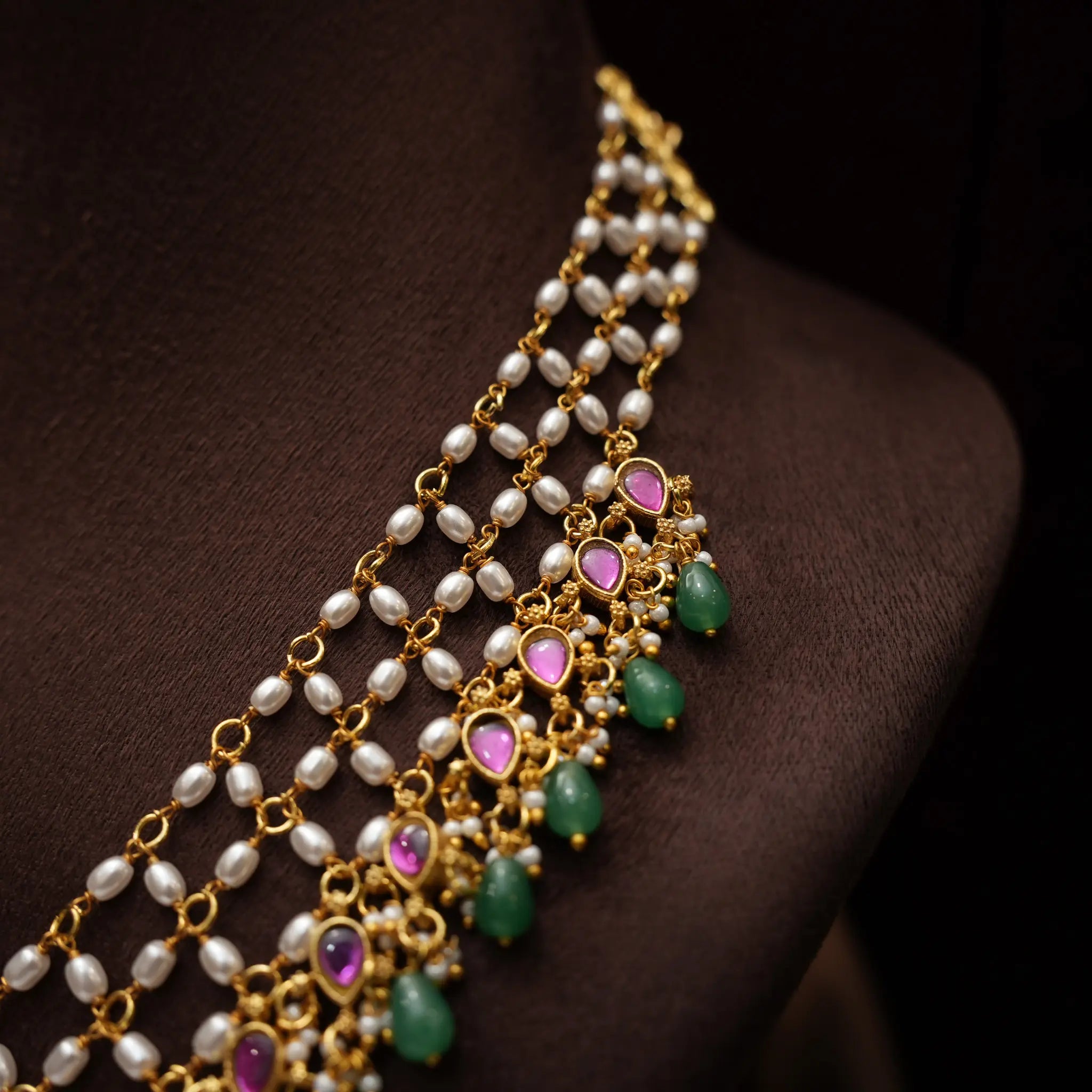 Chandana Pearl Polki Necklace