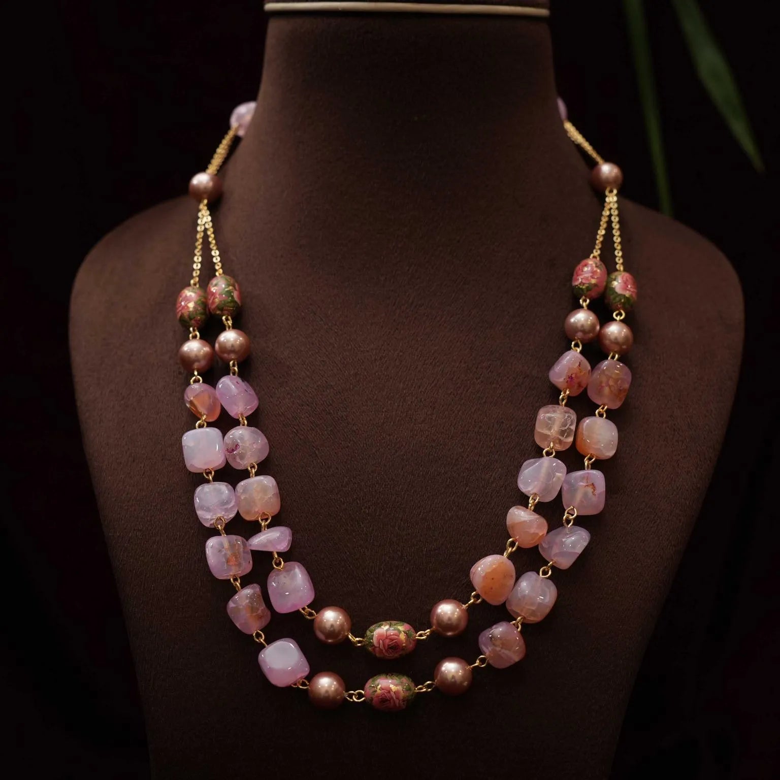 Charvi Beaded Necklace - Pastel Pink - Rimli Boutique