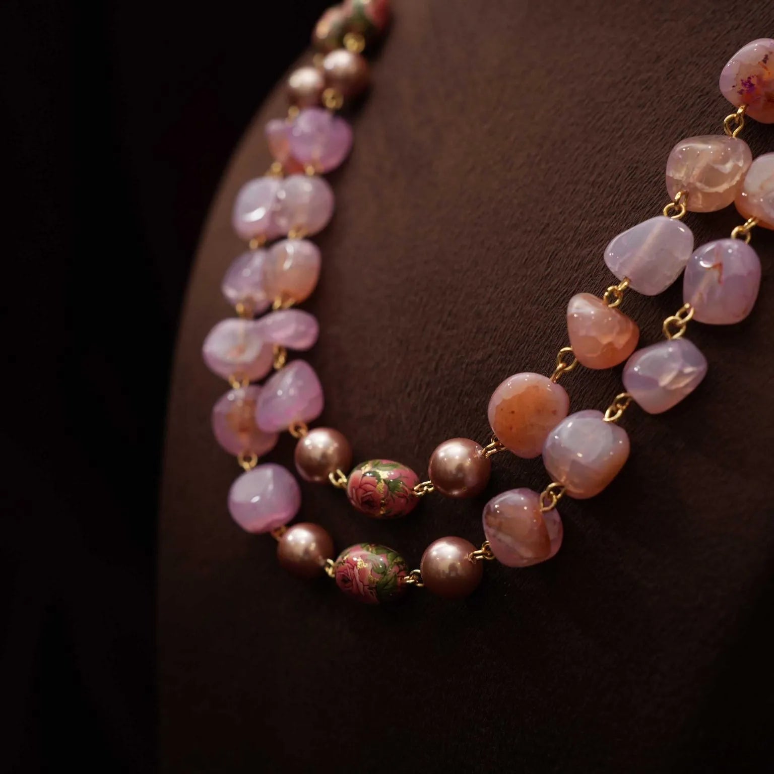 Charvi Beaded Necklace - Pastel Pink - Rimli Boutique