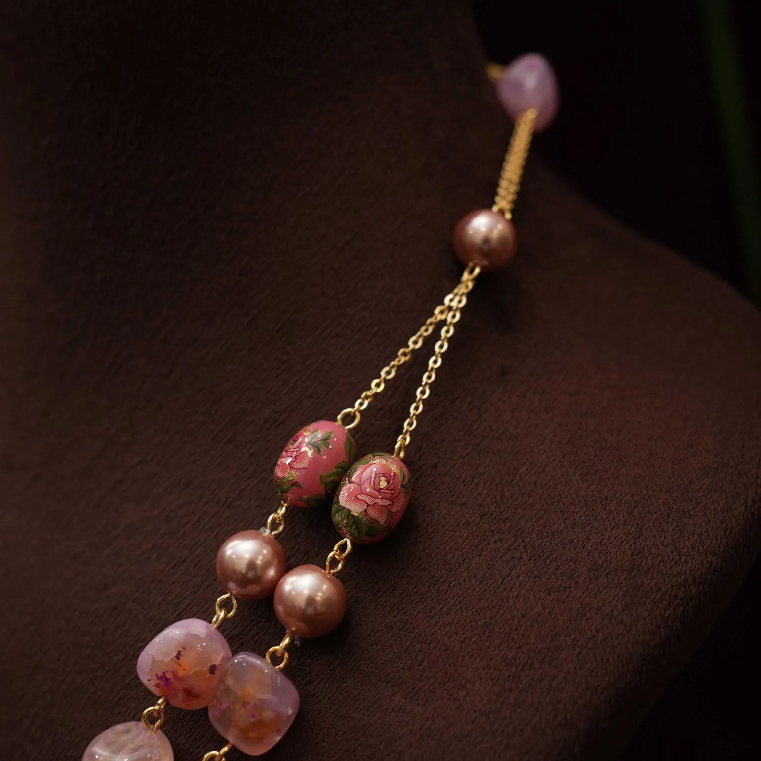 Charvi Beaded Necklace - Pastel Pink - Rimli Boutique