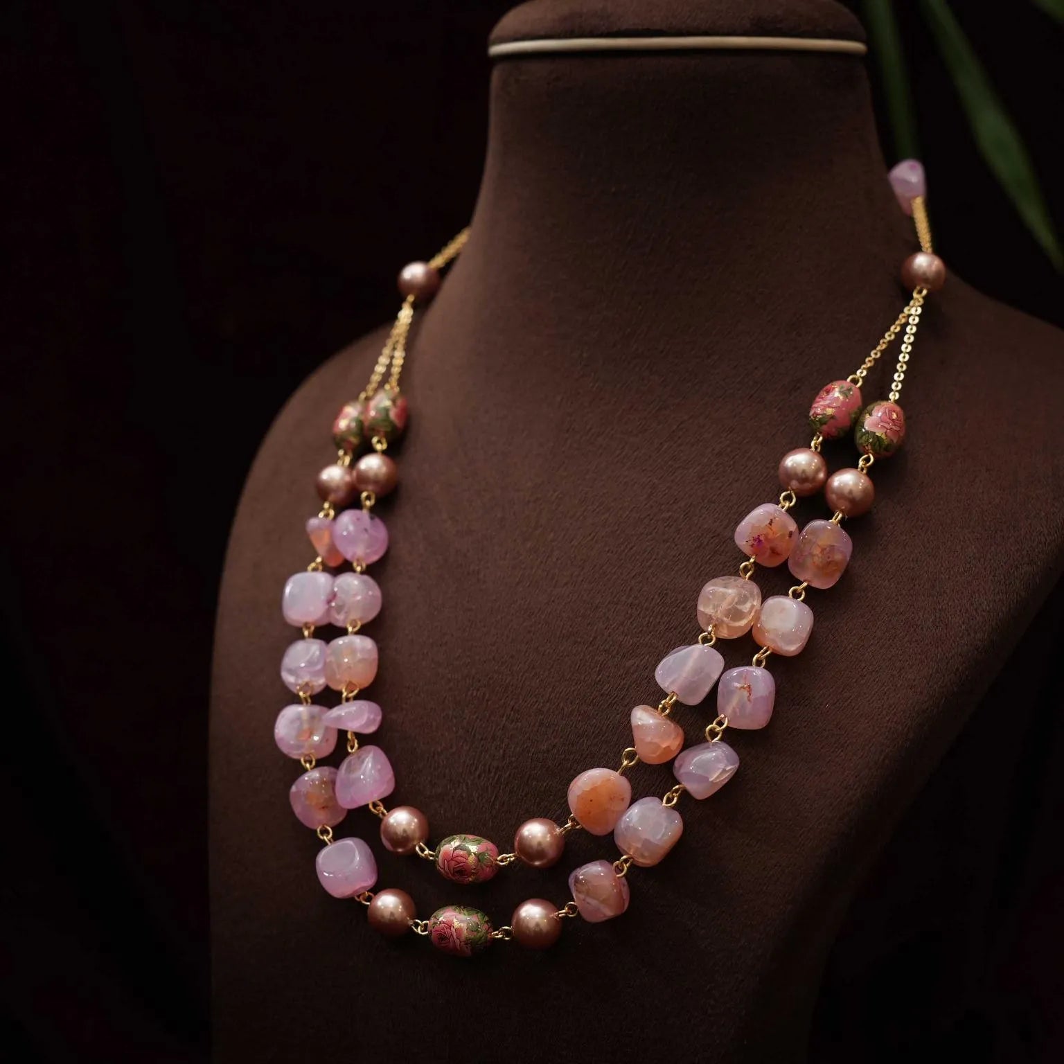 Charvi Beaded Necklace - Pastel Pink - Rimli Boutique