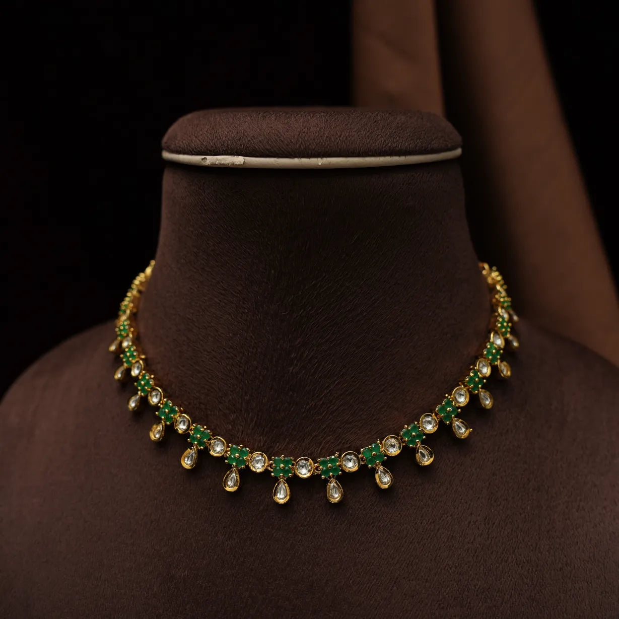 Clara Polki Necklace - Green & White