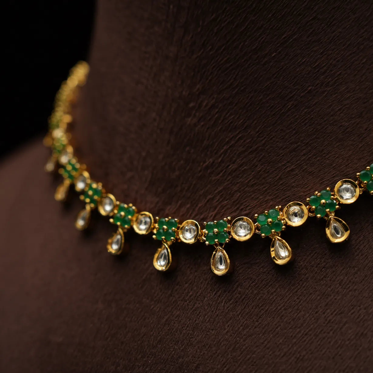 Clara Polki Necklace - Green & White