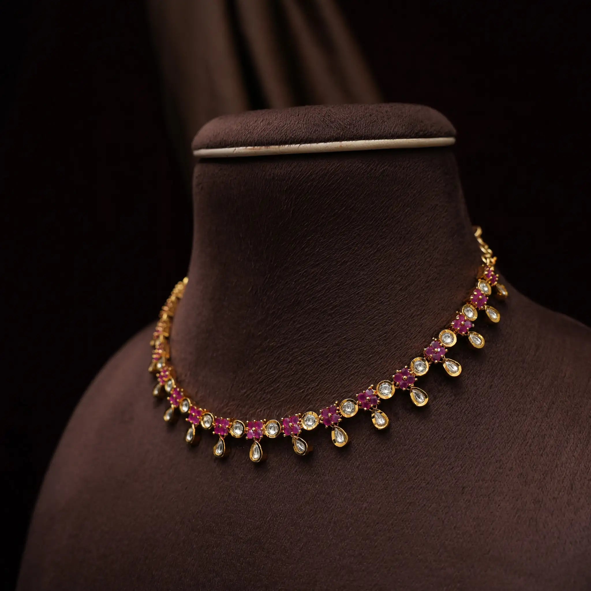 Clara Polki Necklace - Red & White
