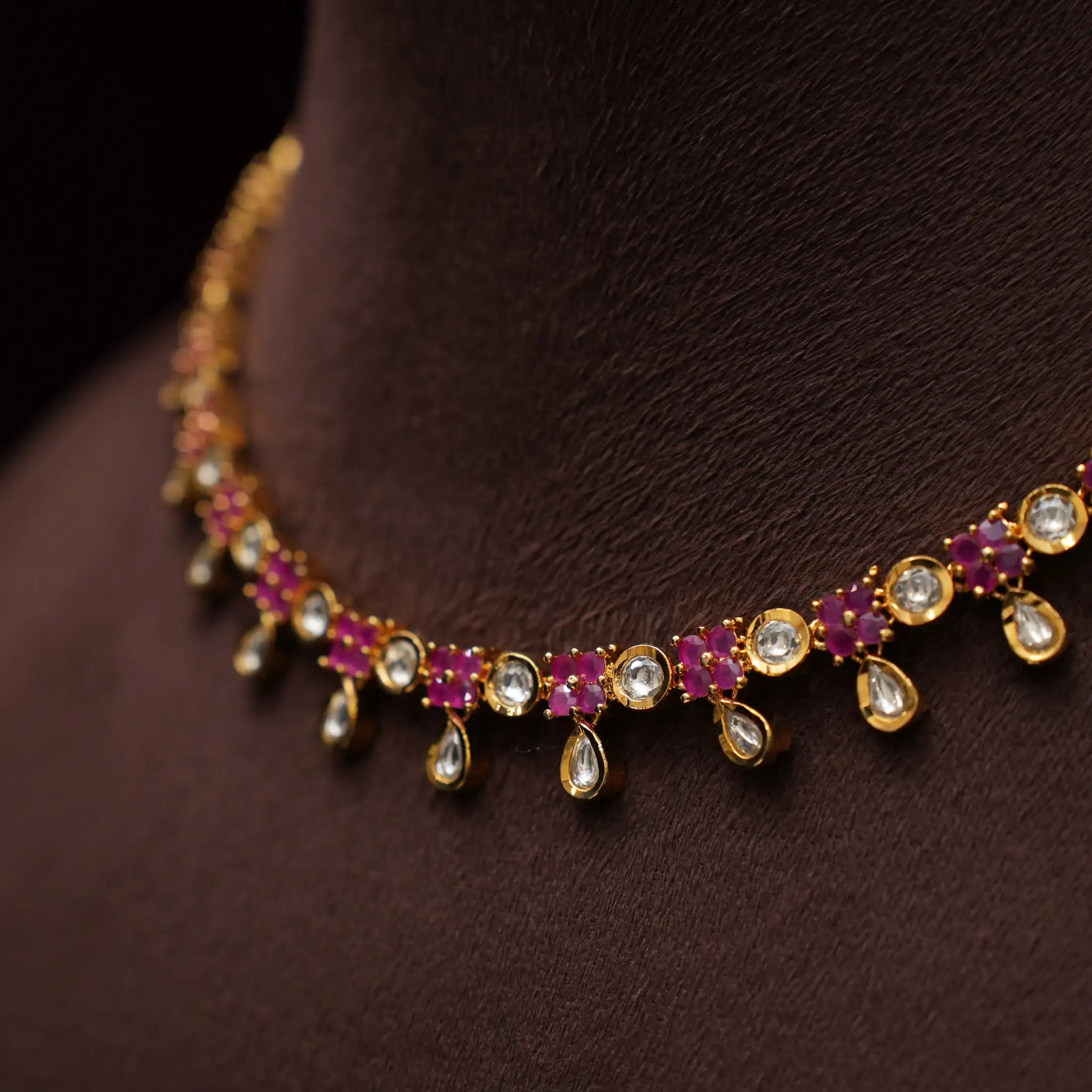 Clara Polki Necklace - Red & White