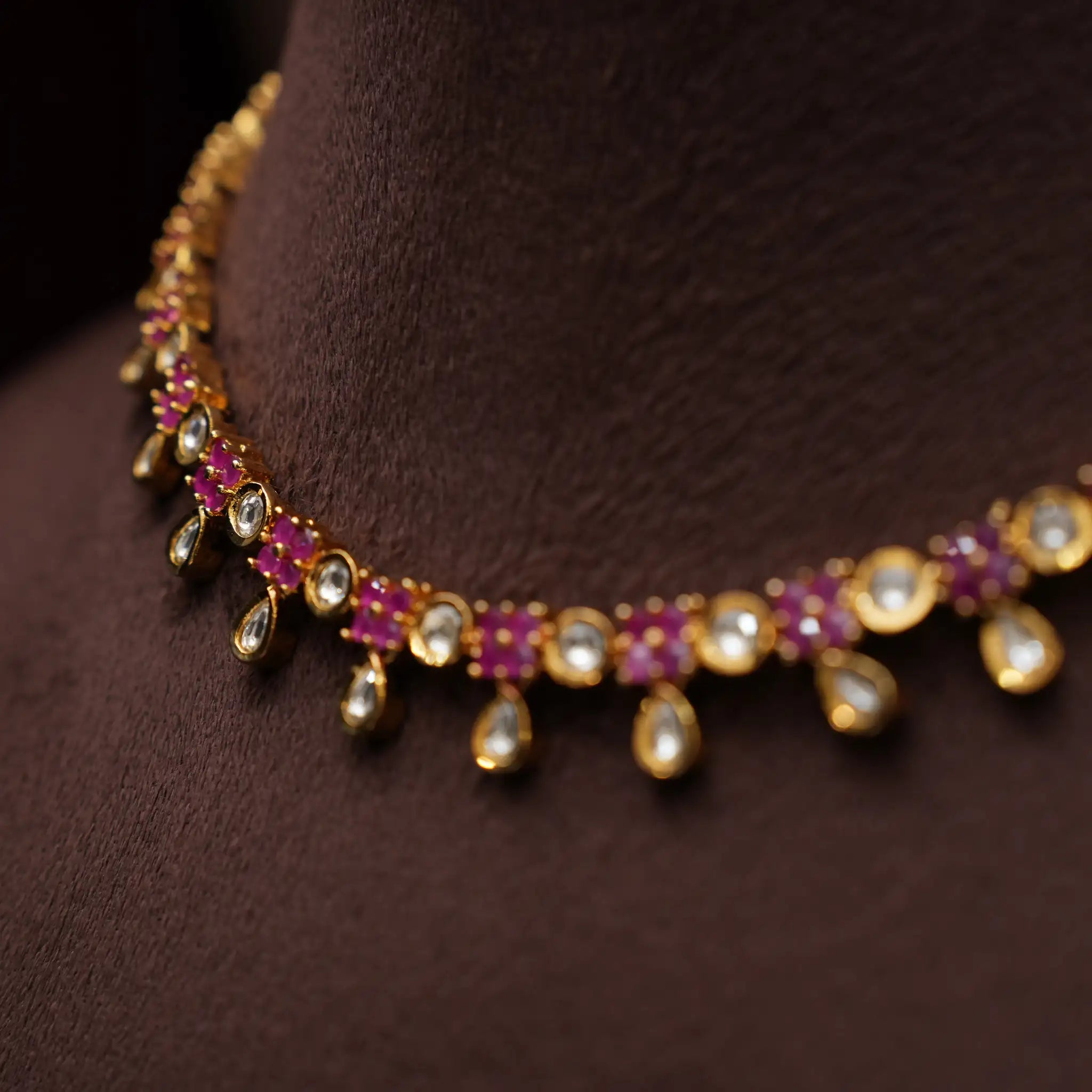Clara Polki Necklace - Red & White