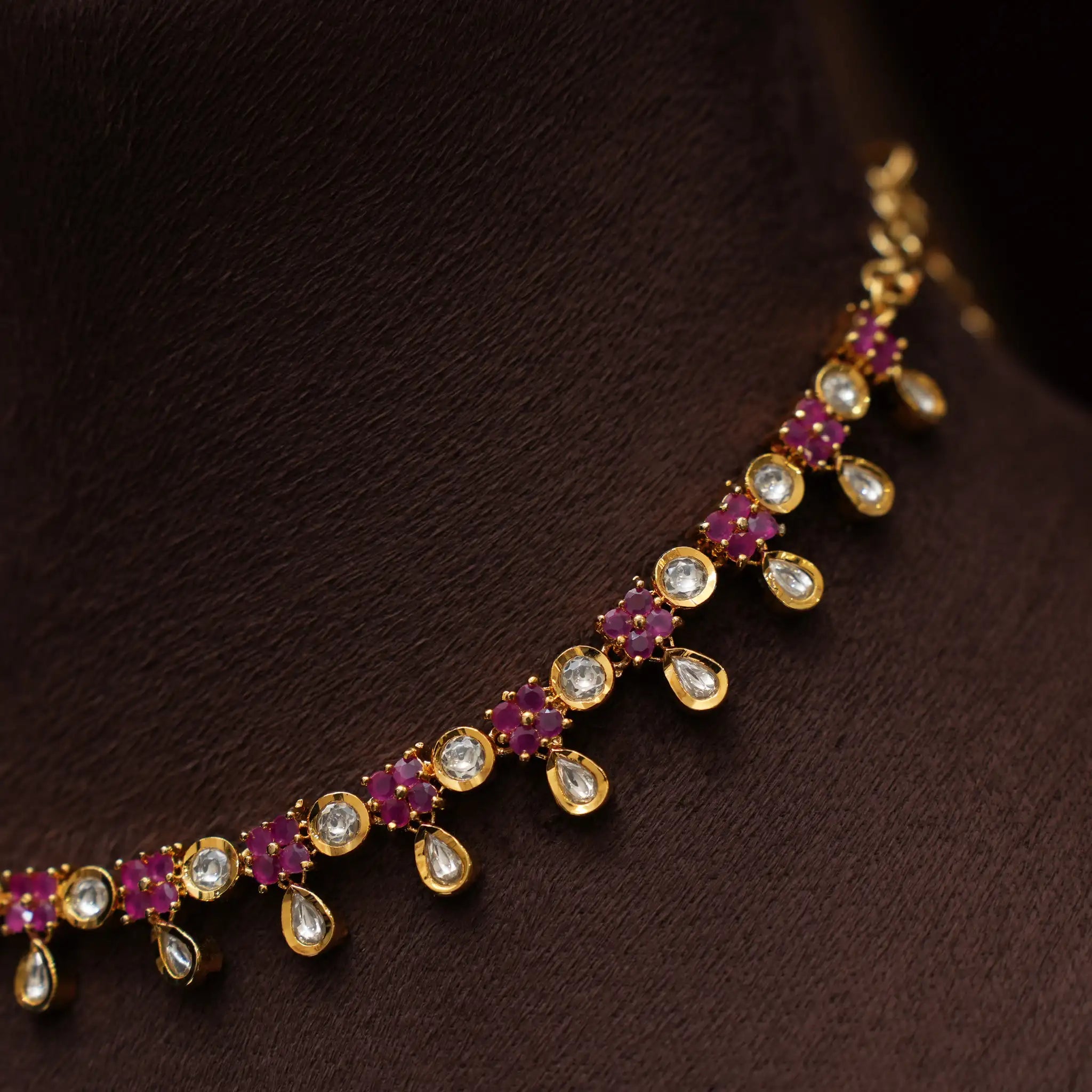 Clara Polki Necklace - Red & White