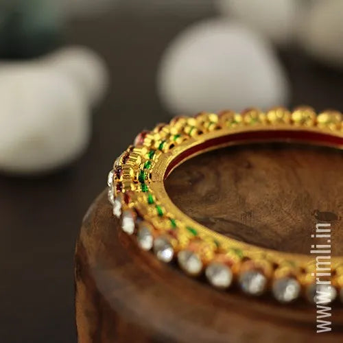 Classic Kundan Bangles with White Stone