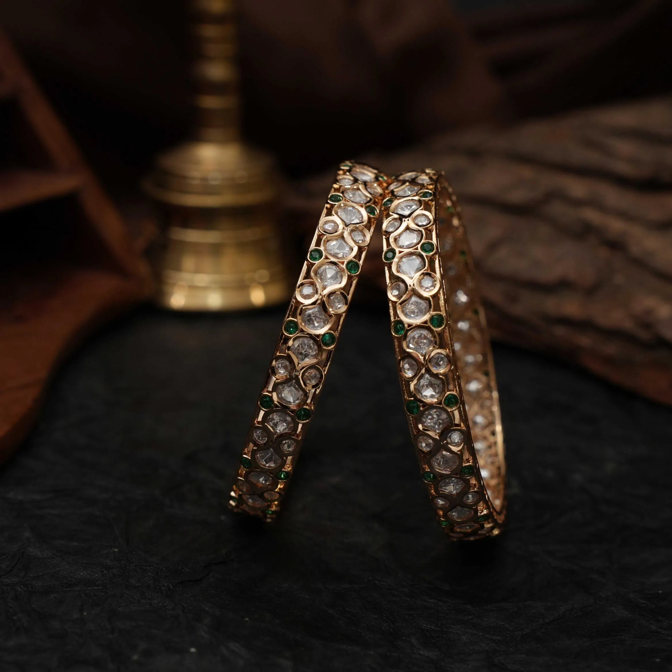 Daisy Polki Bangles - Green