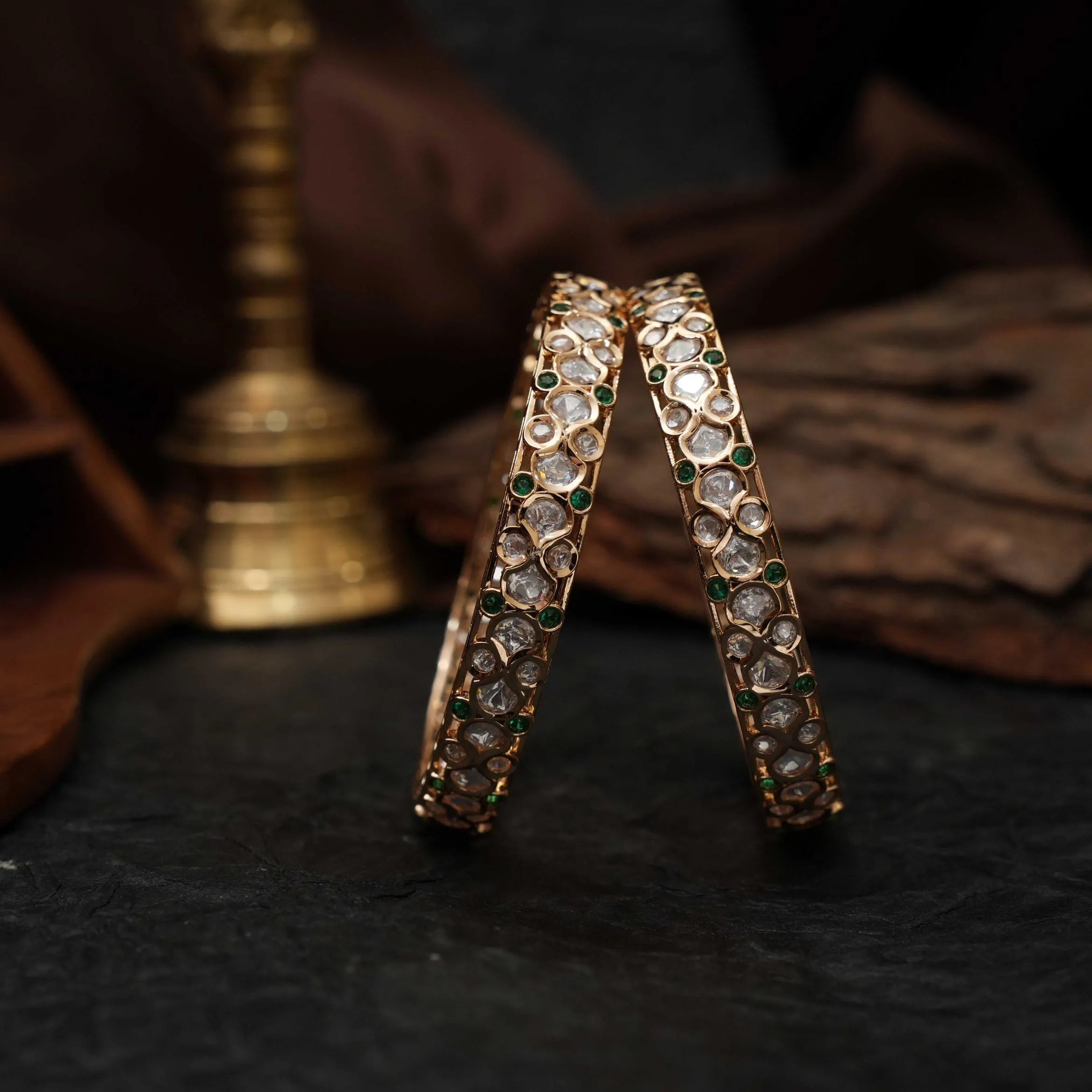 Daisy Polki Bangles - Green