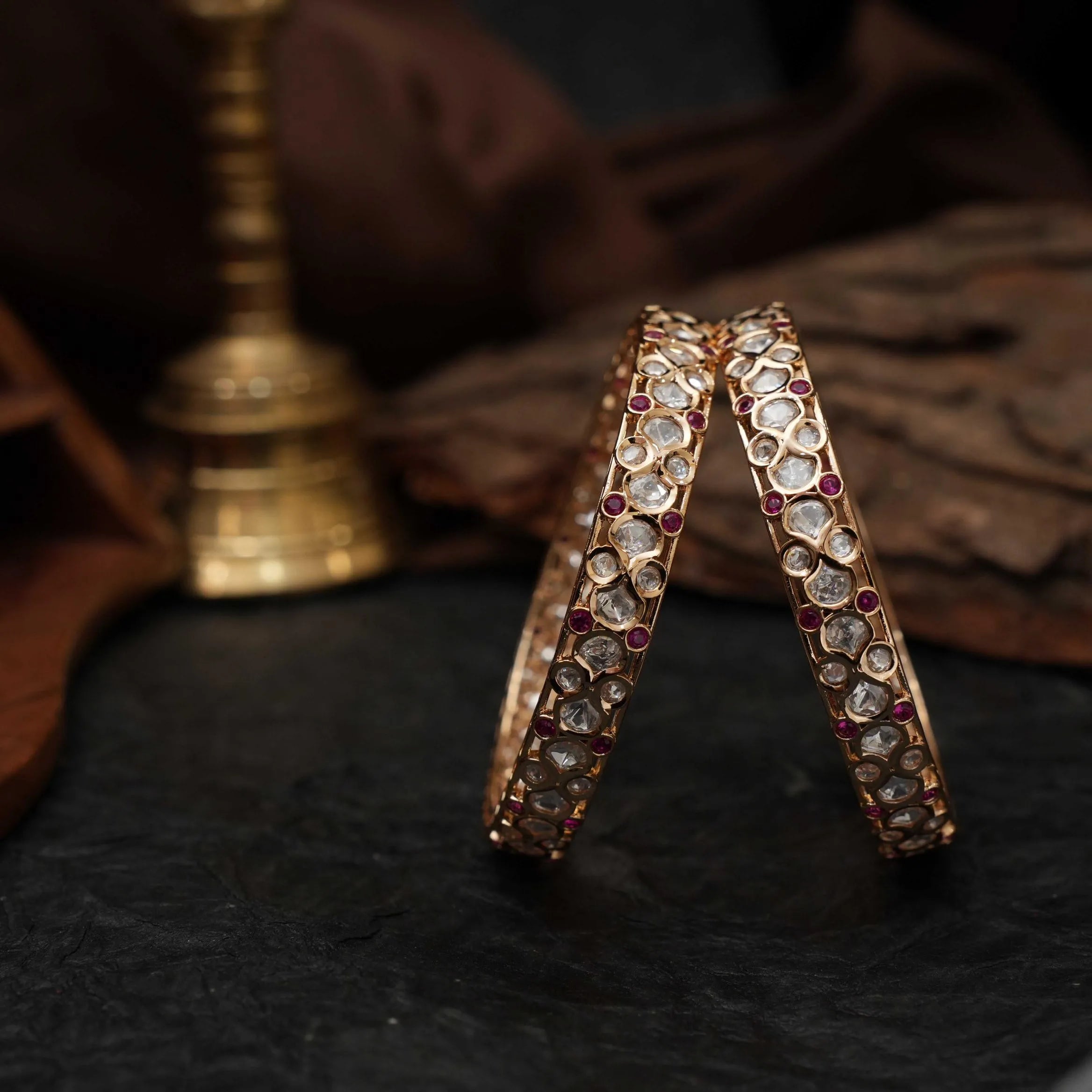 Daisy Polki Bangles - Red