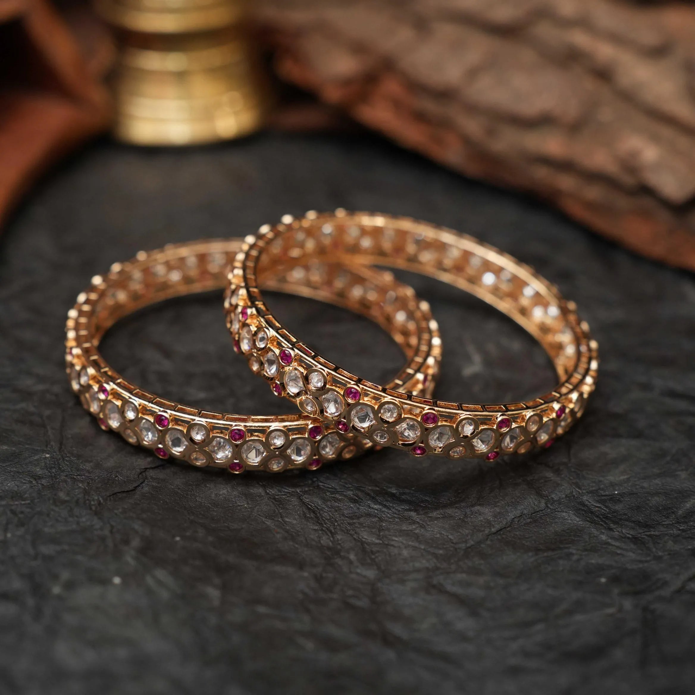 Daisy Polki Bangles - Red