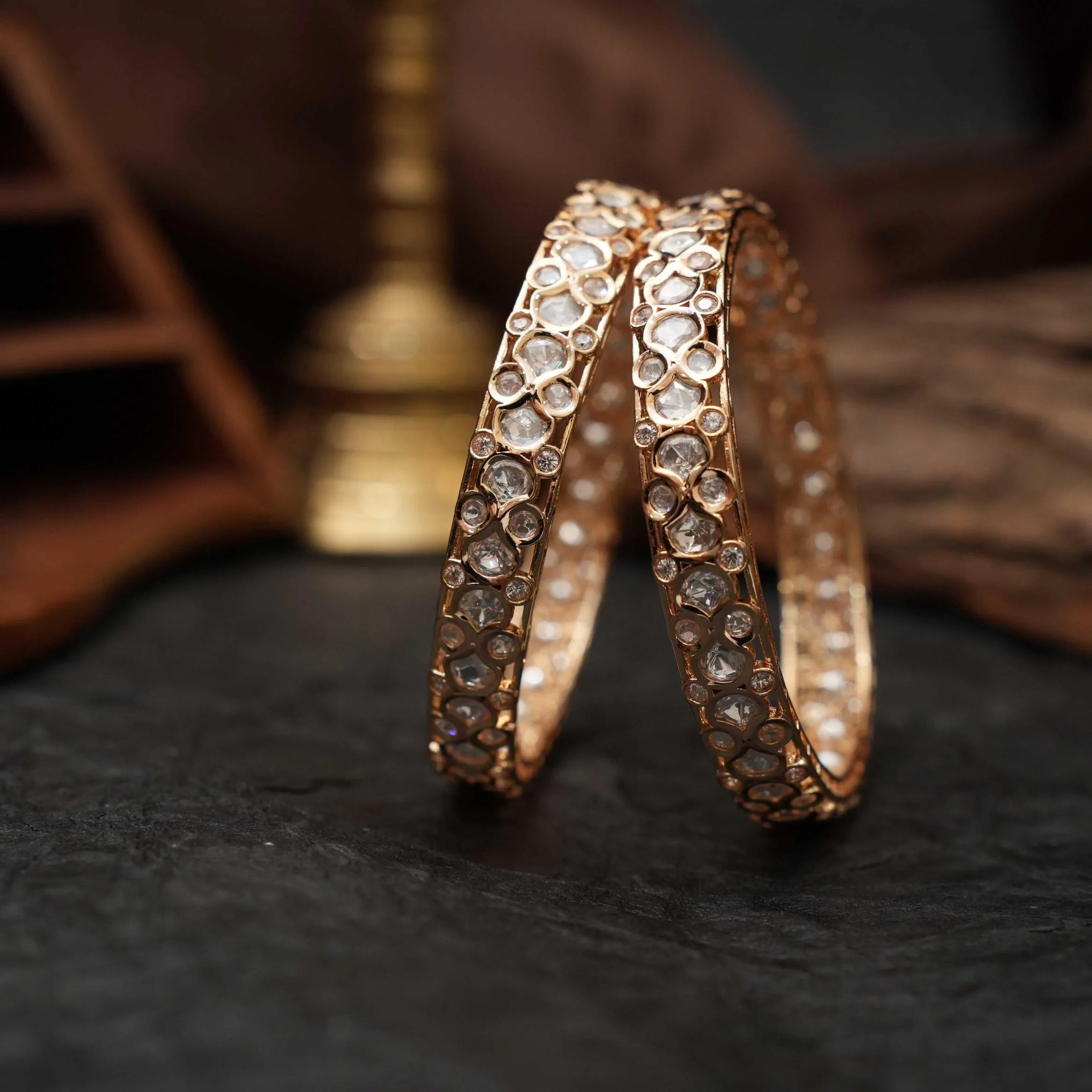 Daisy Polki Bangles - White