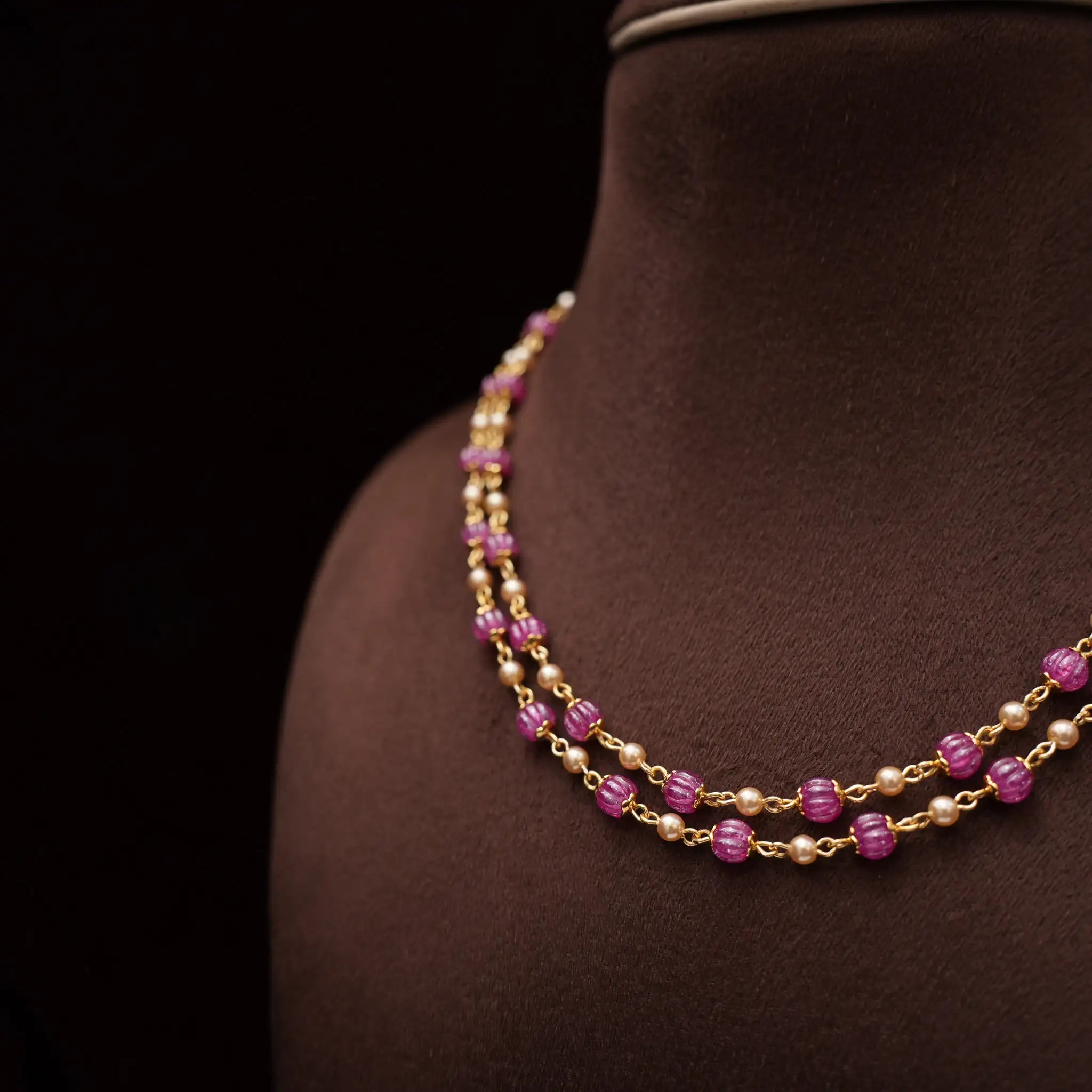 Damni Beaded Necklace - Bright Pink