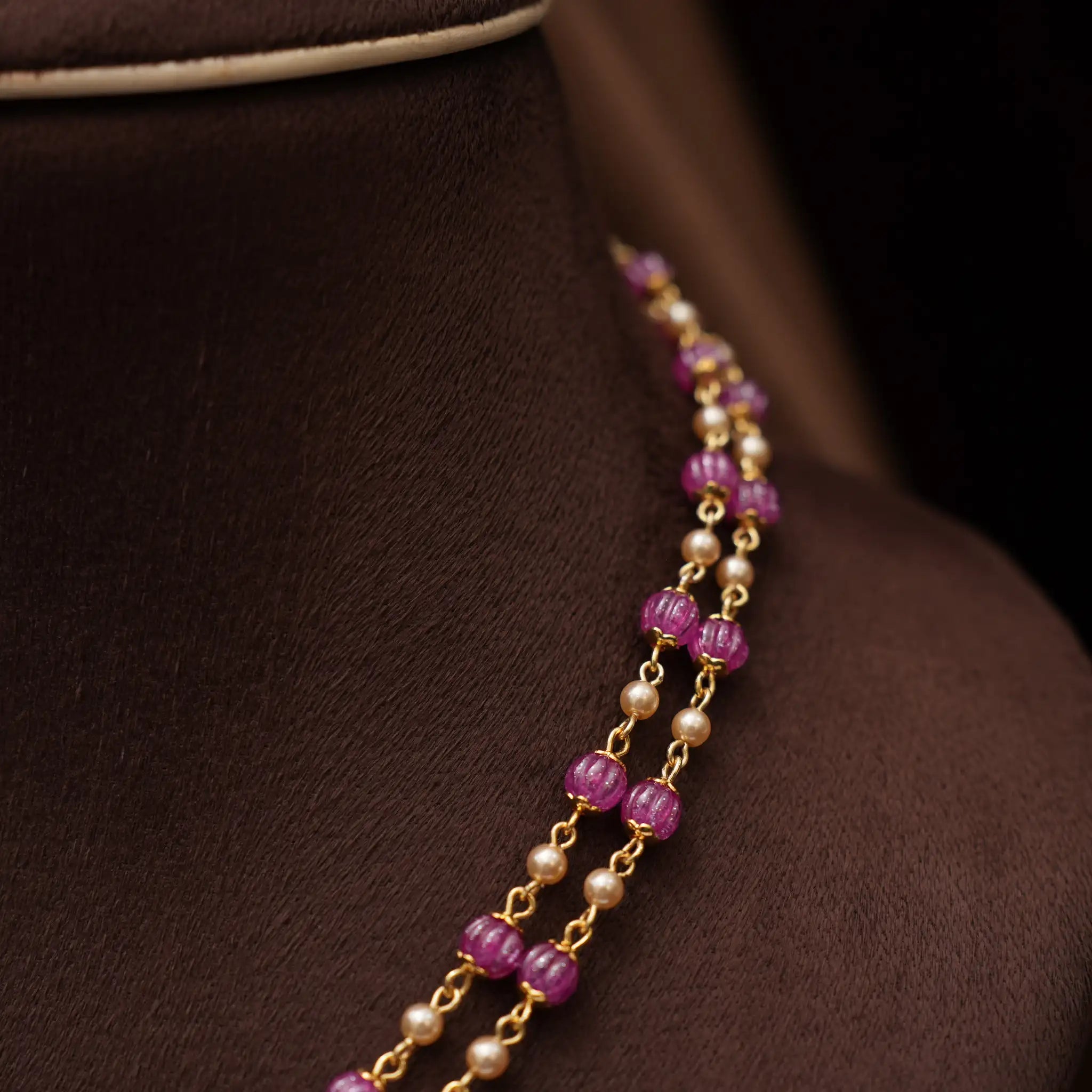 Damni Beaded Necklace - Bright Pink