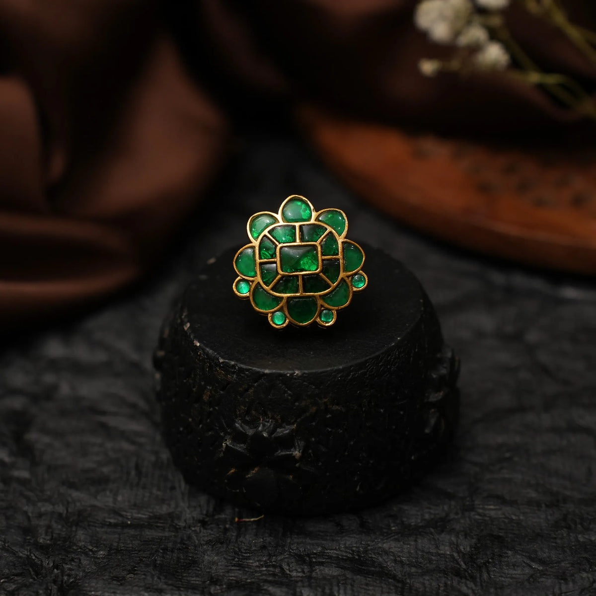 Damyanti Polki Ring - Green