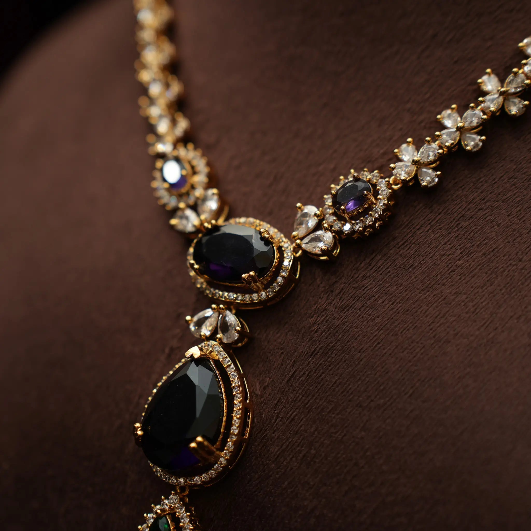 Darcie Zircon Necklace - Blue & Green