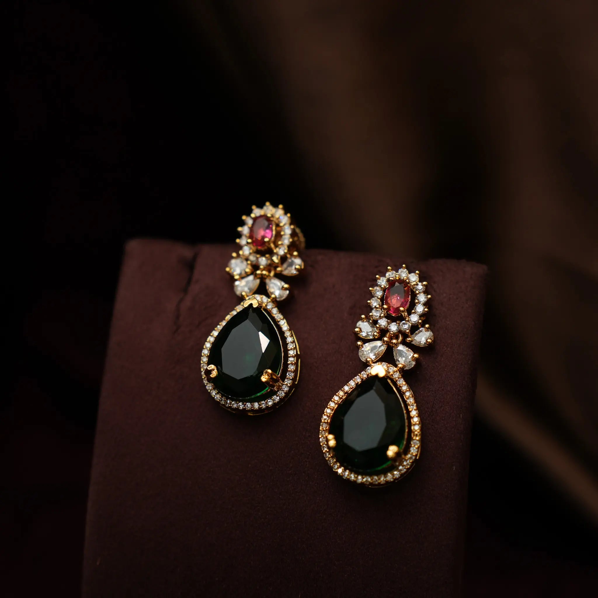 Darcie Zircon Necklace - Green & Red