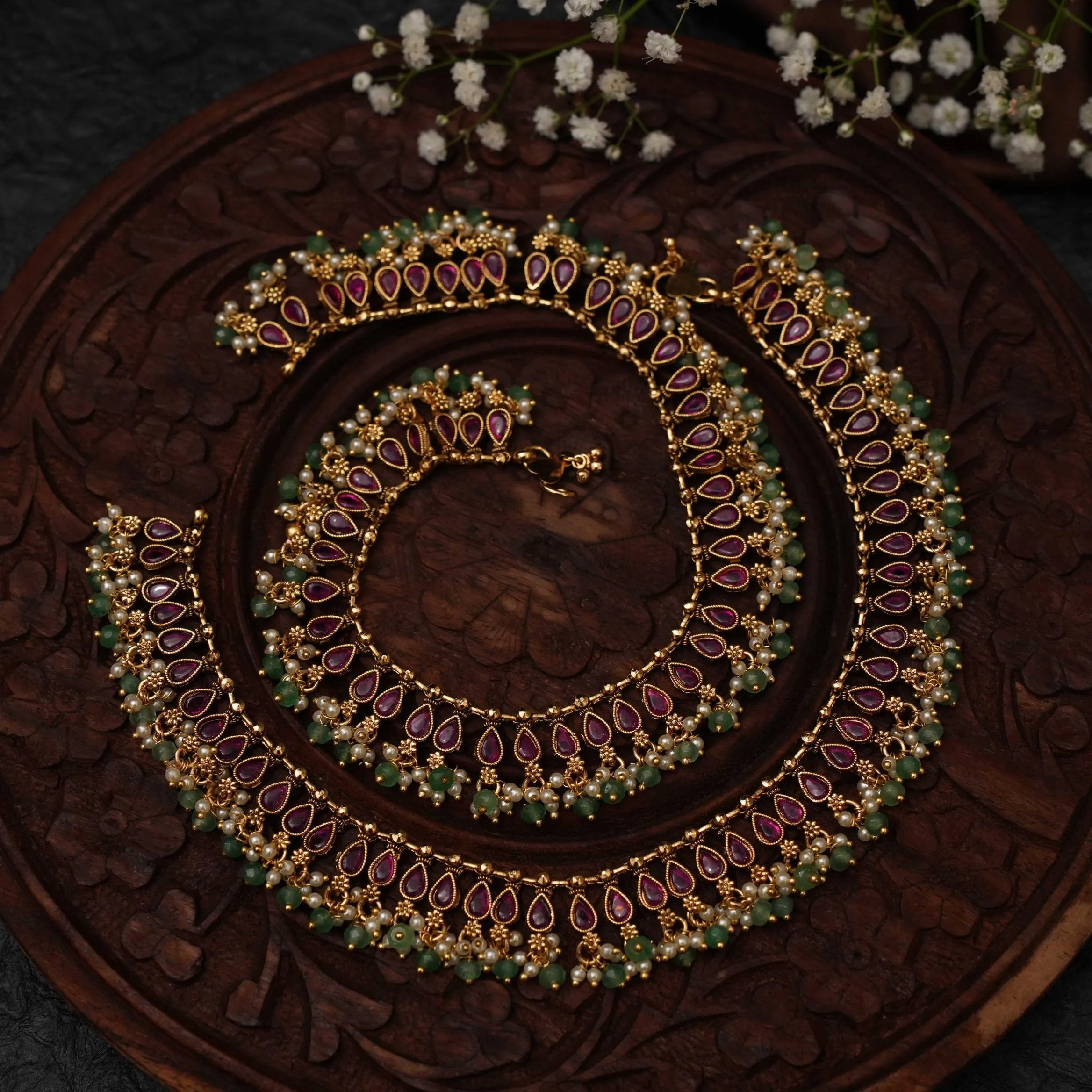 Darcy Antique Anklets - Red