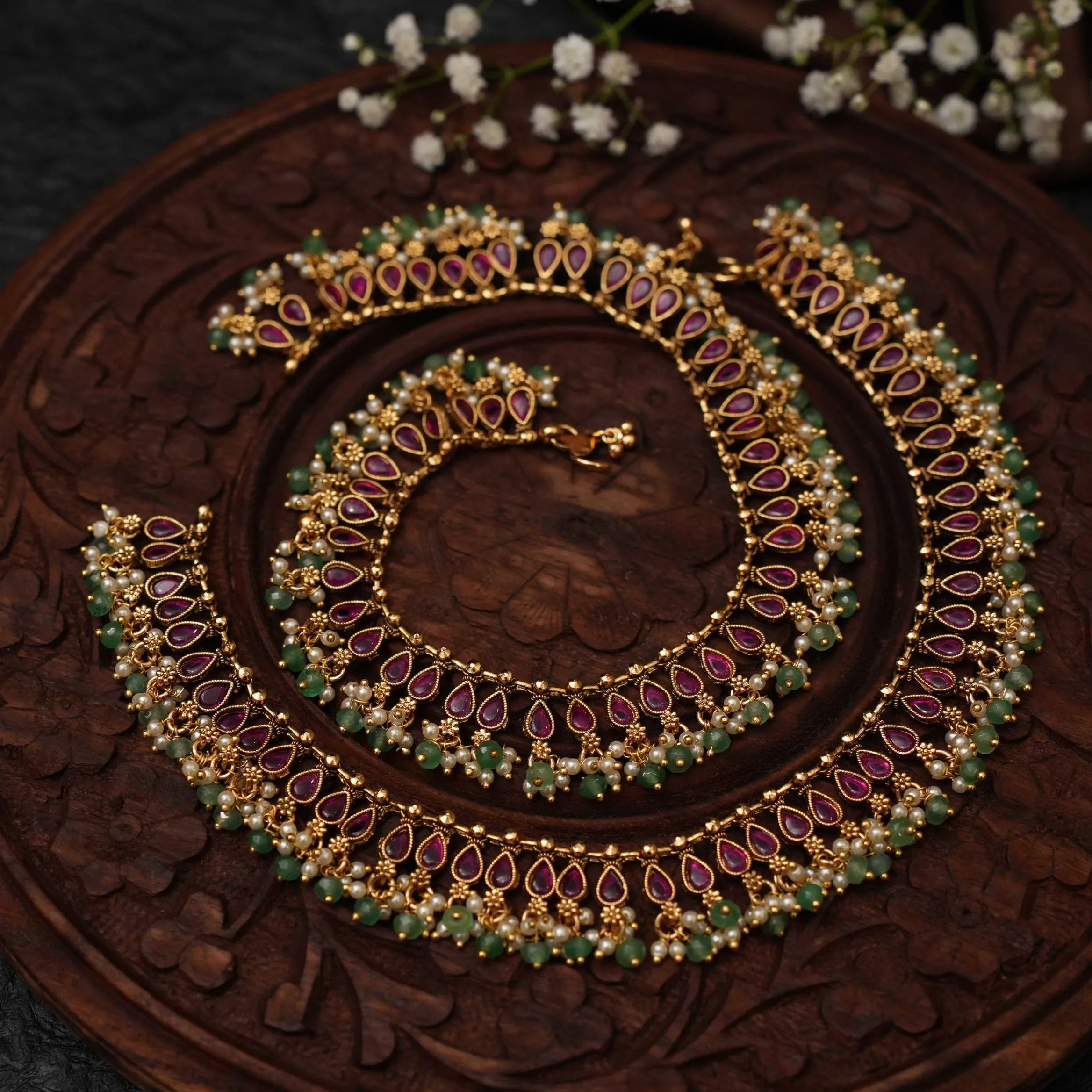 Darcy Antique Anklets - Red