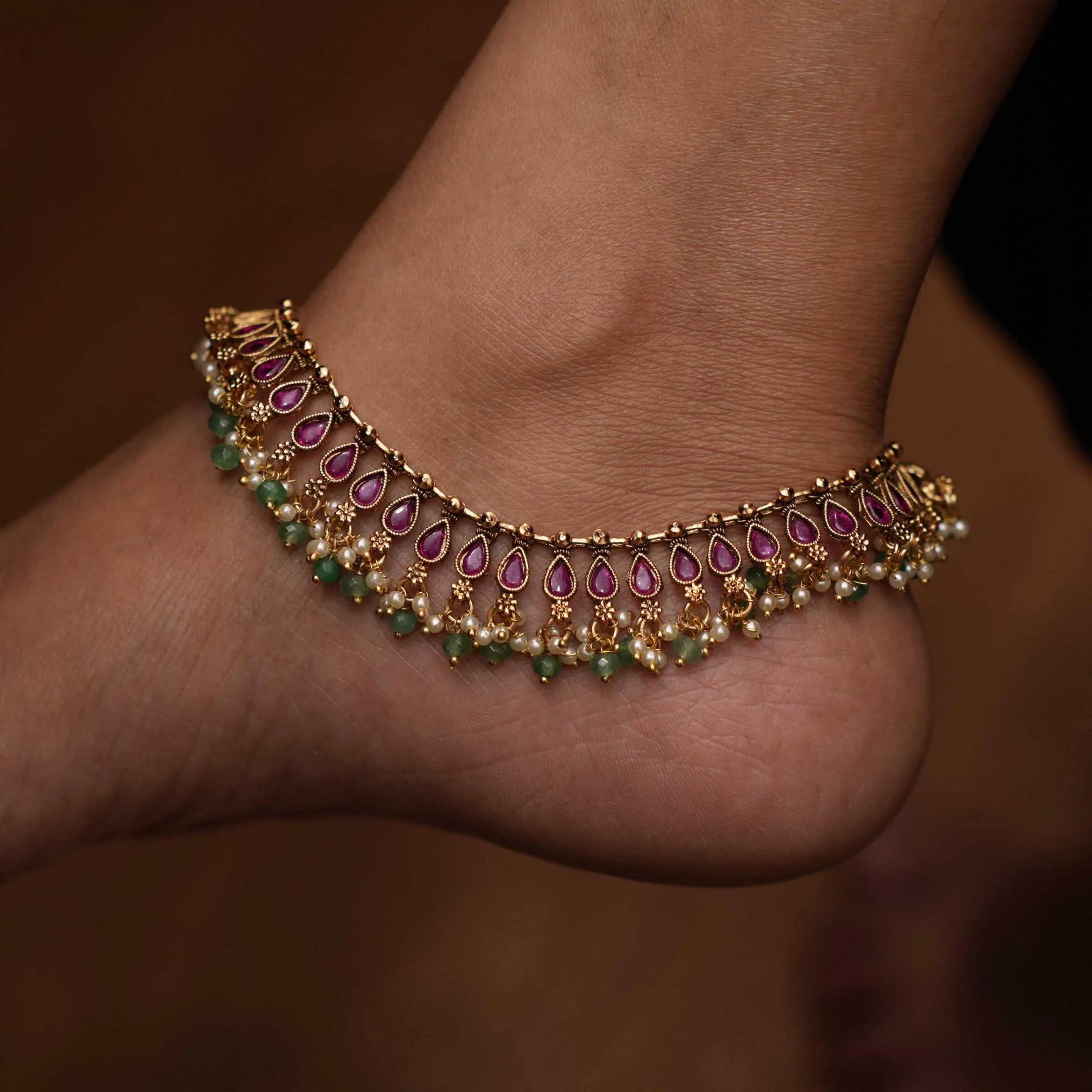 Darcy Antique Anklets - Red