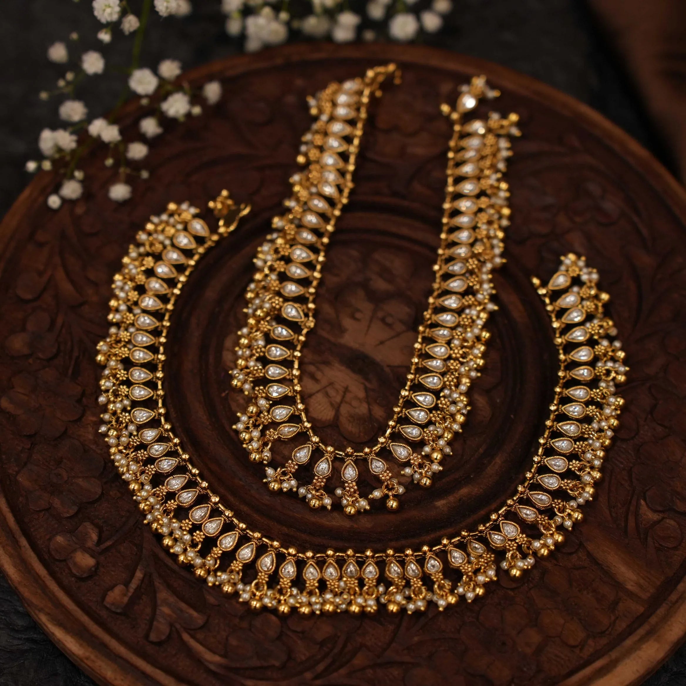 Darcy Antique Anklets - White