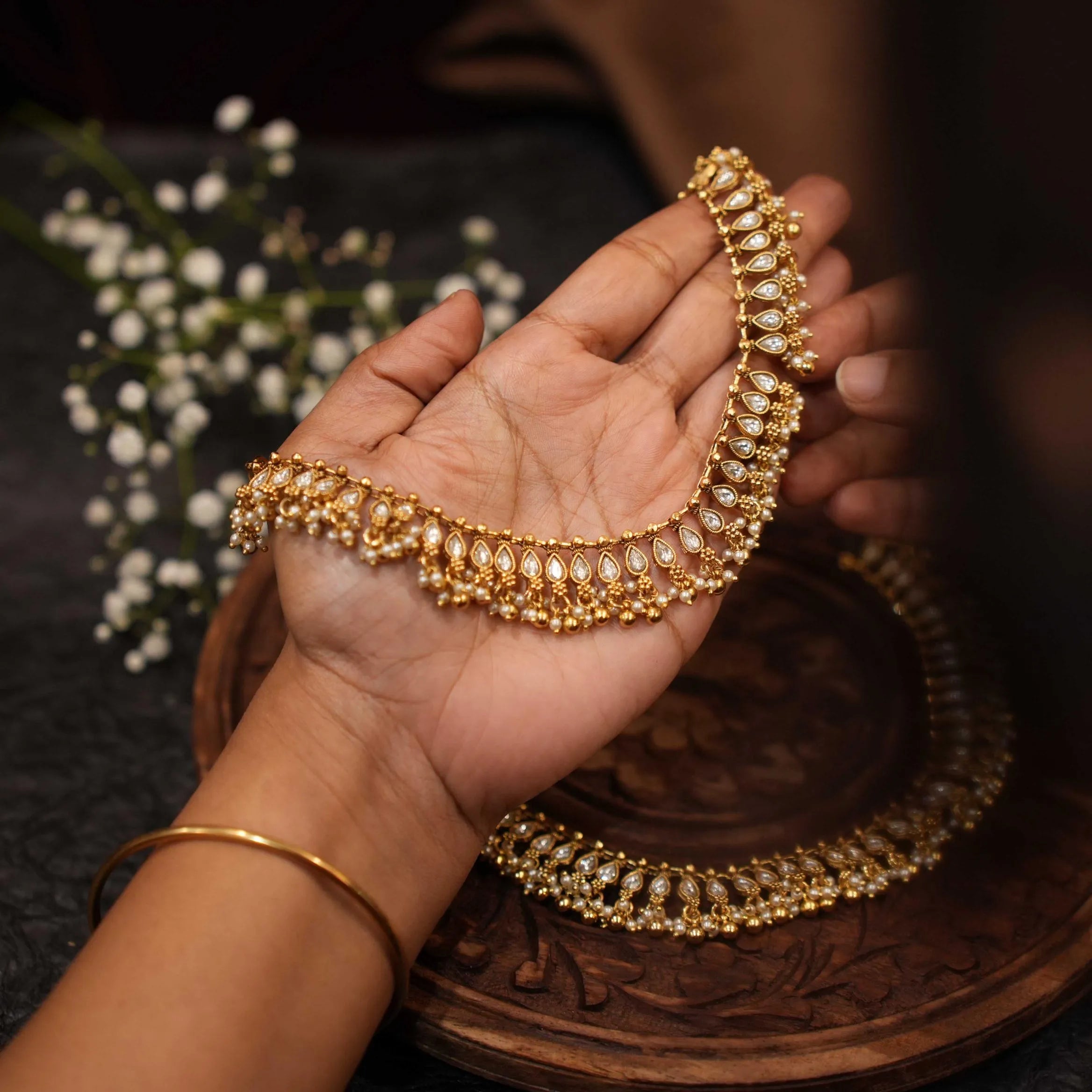 Darcy Antique Anklets - White