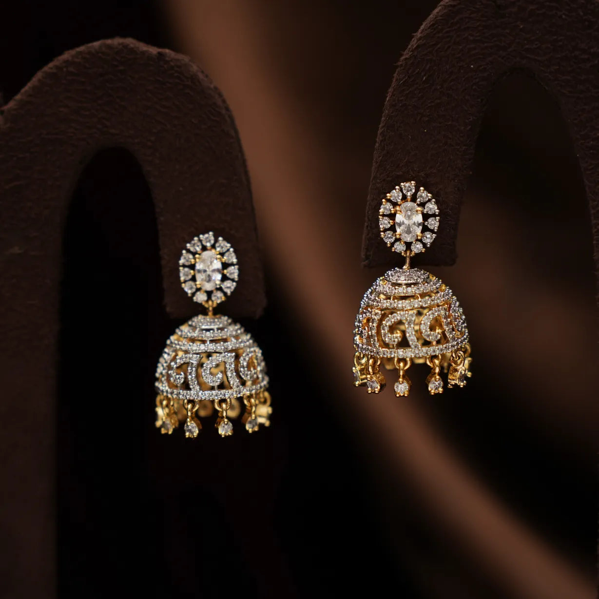 Darcy Zircon Jhumka Earrings - White