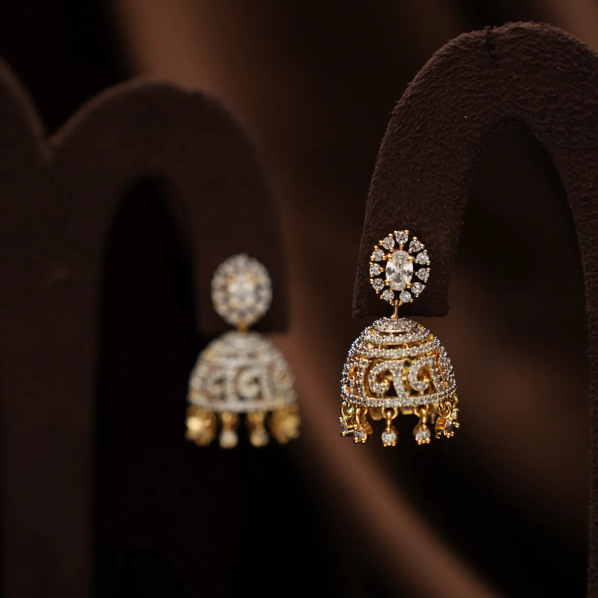 Darcy Zircon Jhumka Earrings - White