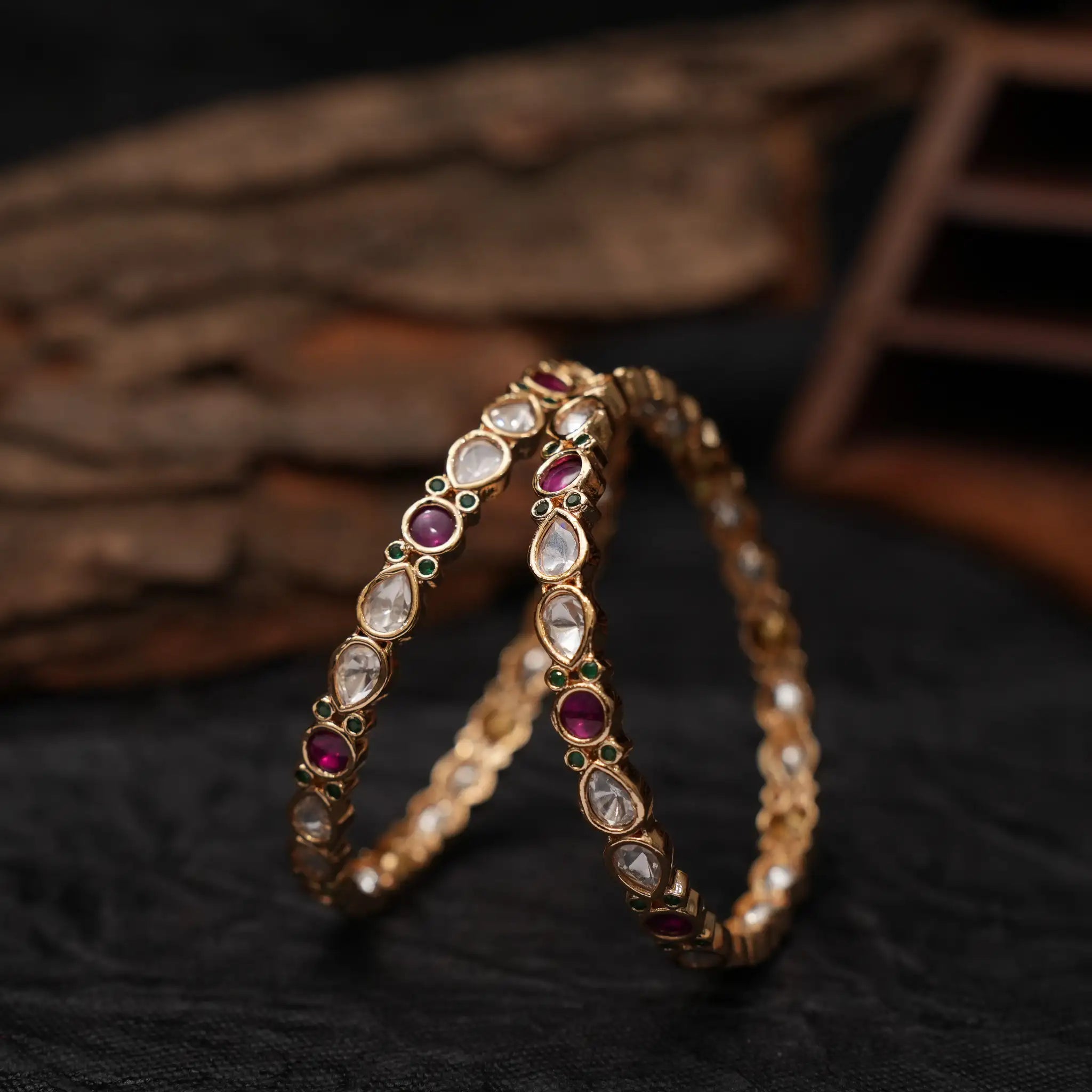 Darsya Polki Bangles - Red