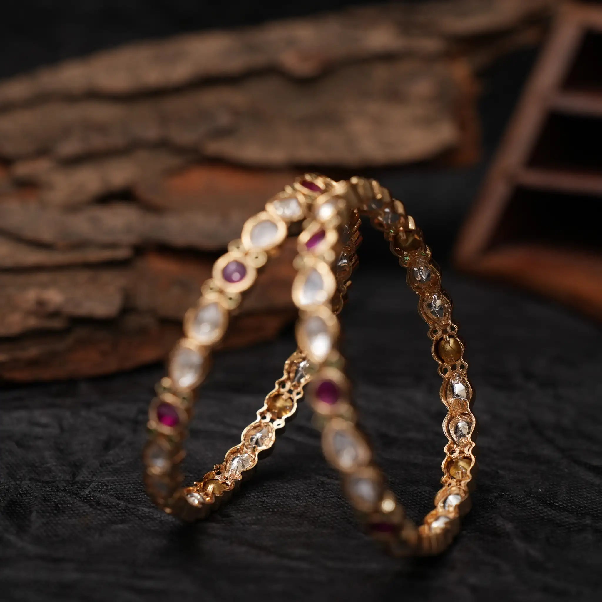 Darsya Polki Bangles - Red