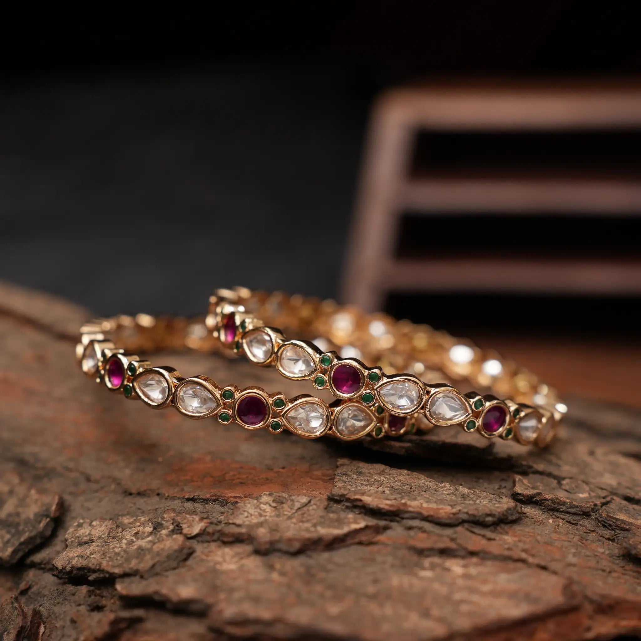 Darsya Polki Bangles - Red
