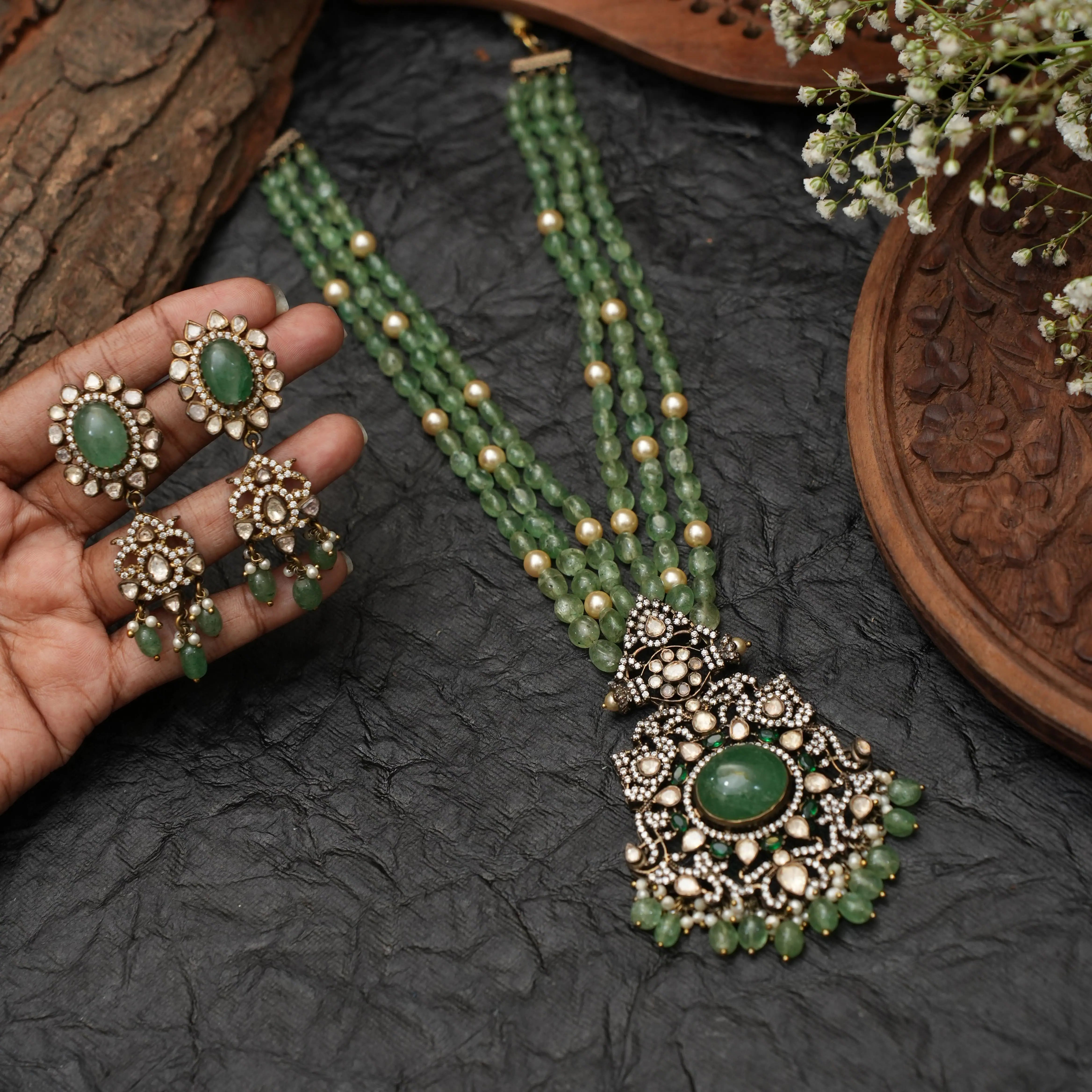 Daruka Silver Beaded Necklace