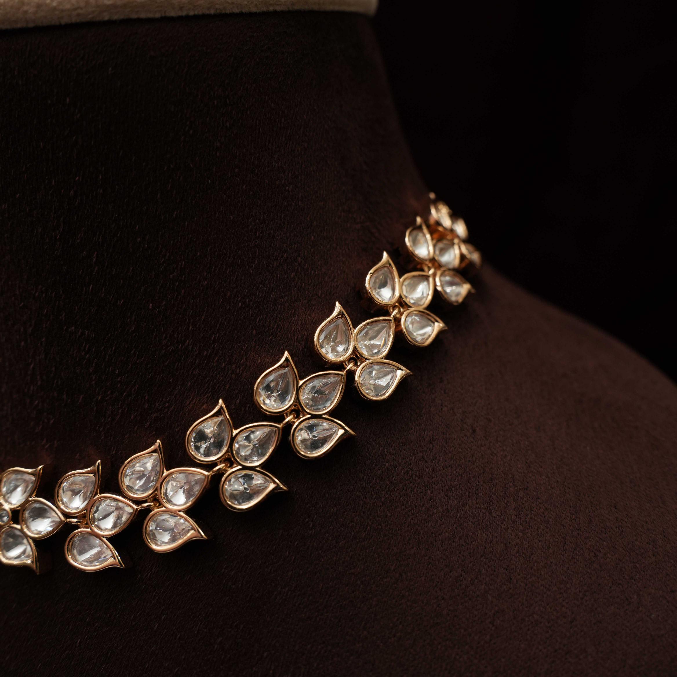 Daya Designer Polki Necklace - Pink