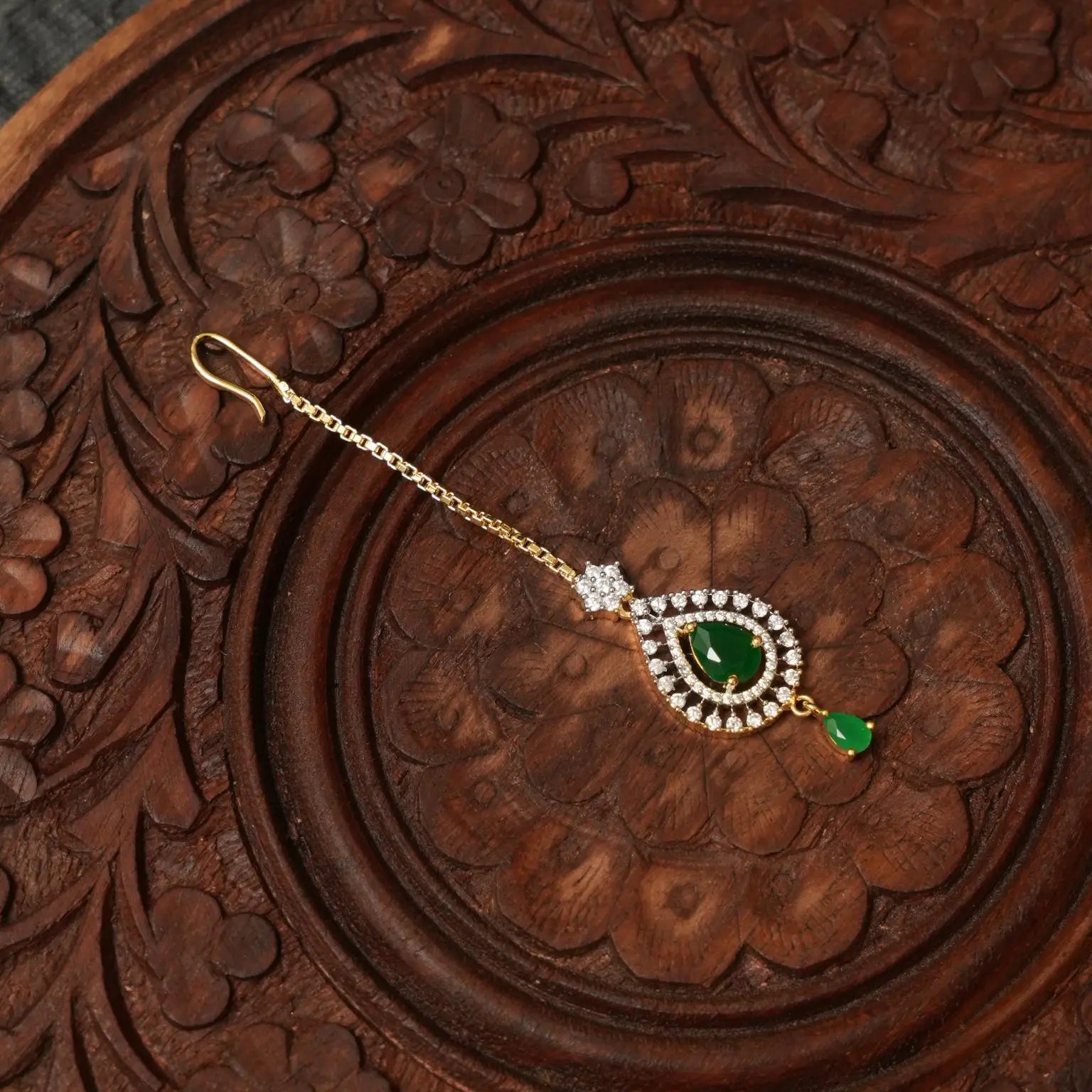 Deeksha Zircon Tikka - Green