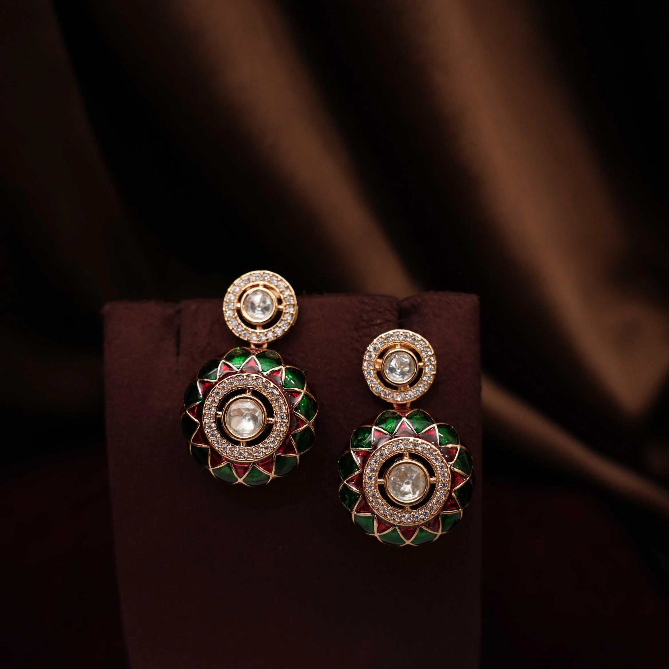 Dharu Polki Necklace - Red & Green