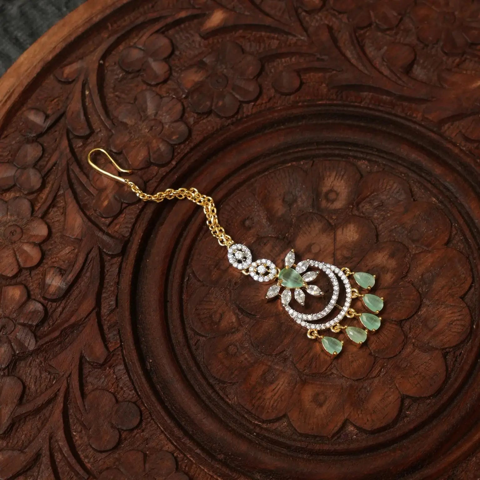 Dharuna Zircon Tikka - Pastel Green